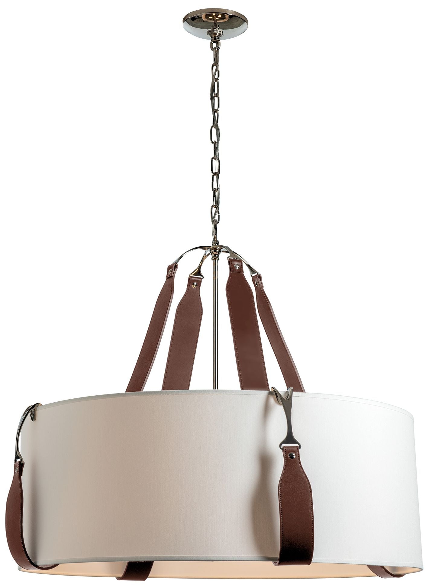 Saratoga 31.9"W Large Brown Leather Accented Chandelier