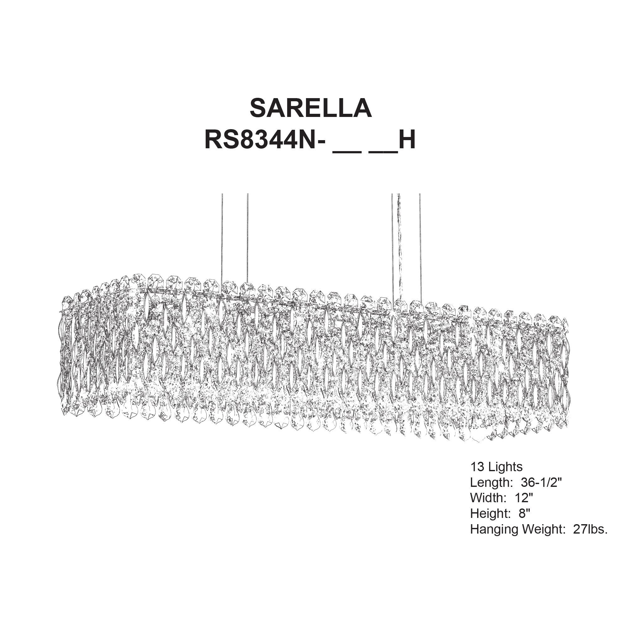 Sarella 36 1/2" Wide Polished Stainless Chandelier detail view 5