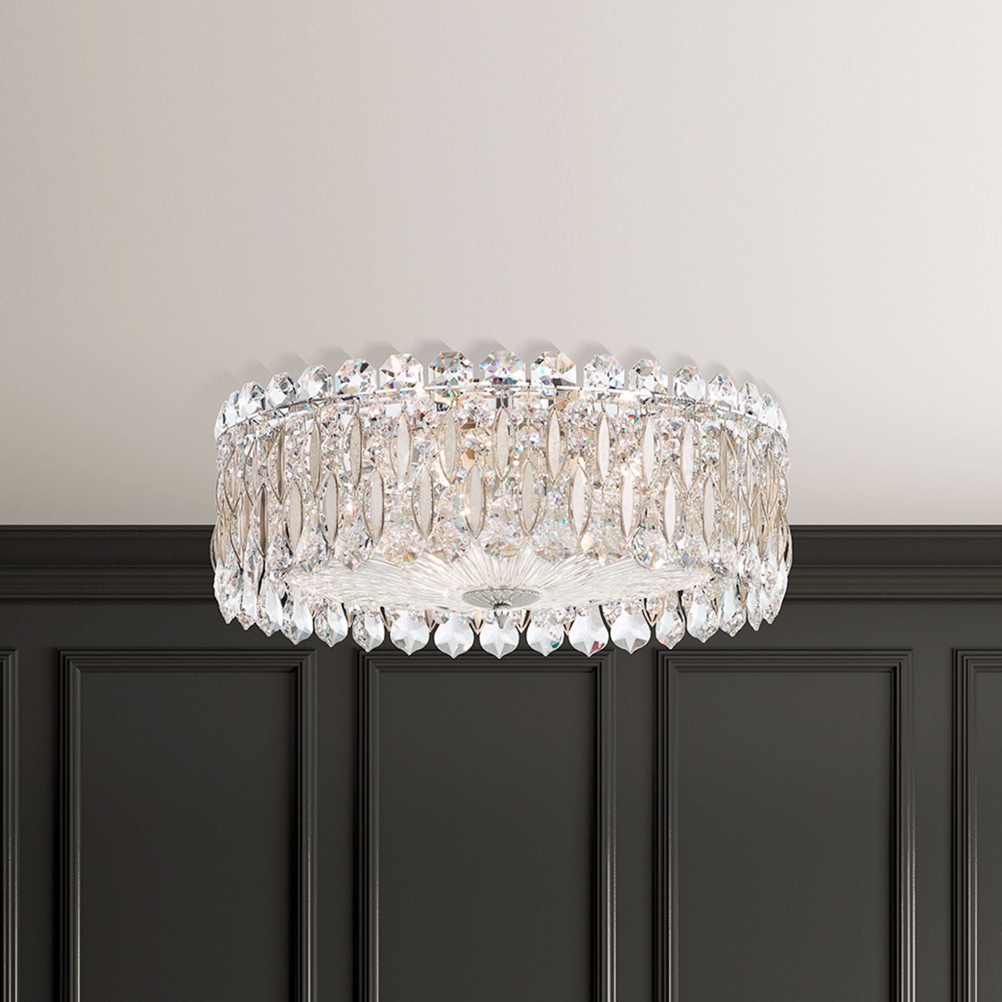 Sarella 6.5"H X 3-Light Crystal Flush Chandelier