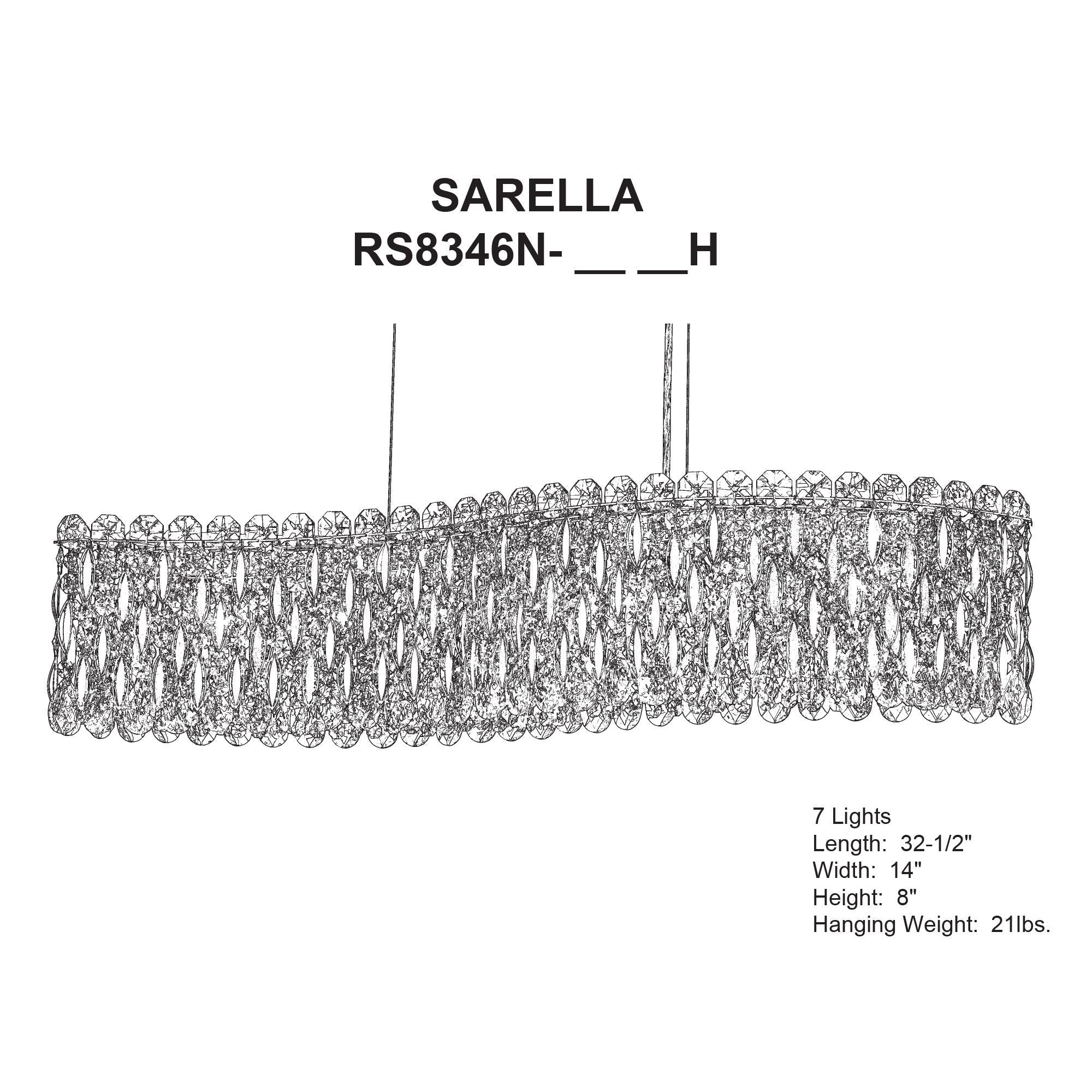 Sarella 8"H X 7-Light Crystal Linear Chandelier