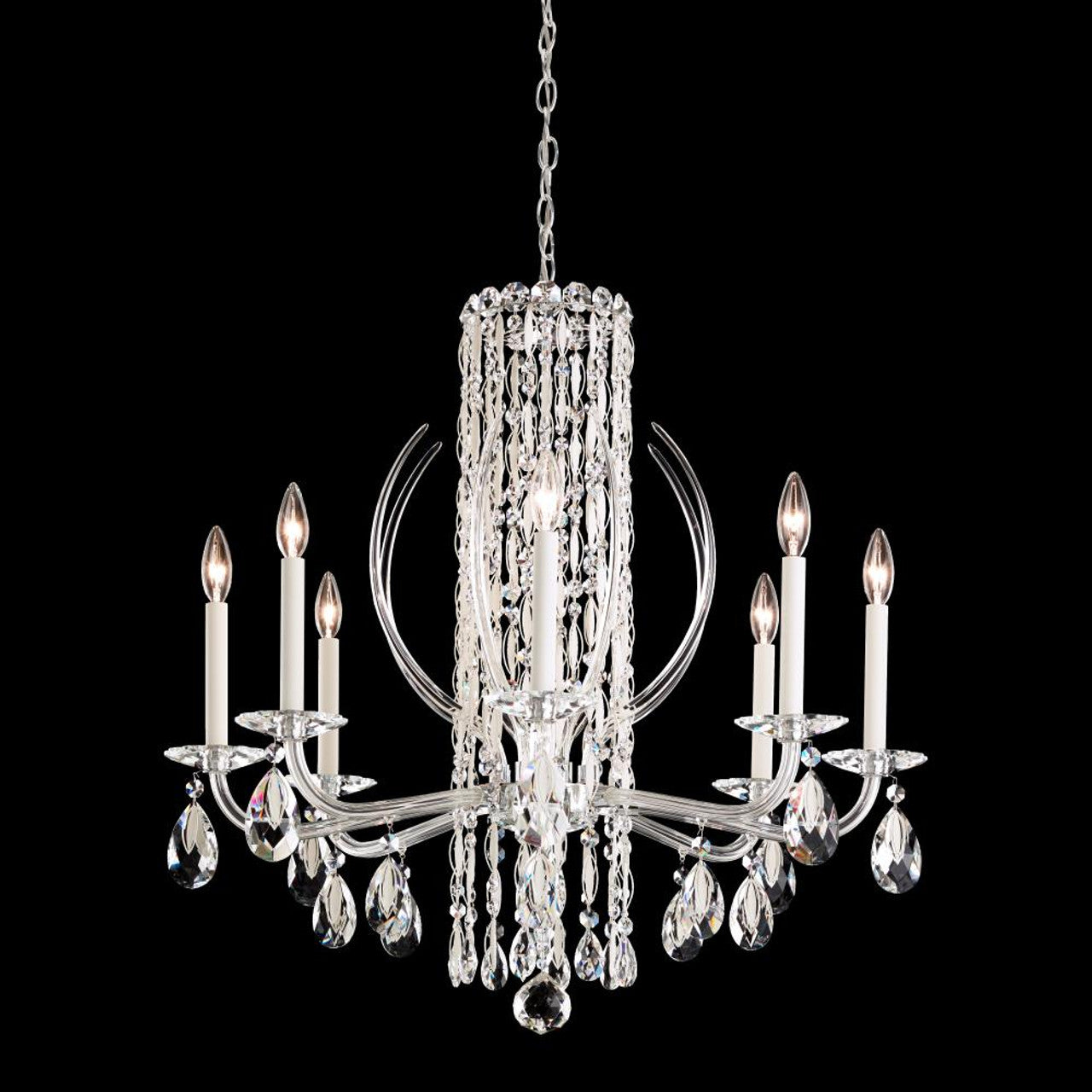Sarella Chandelier, 8-Light, White, Clear Heritage