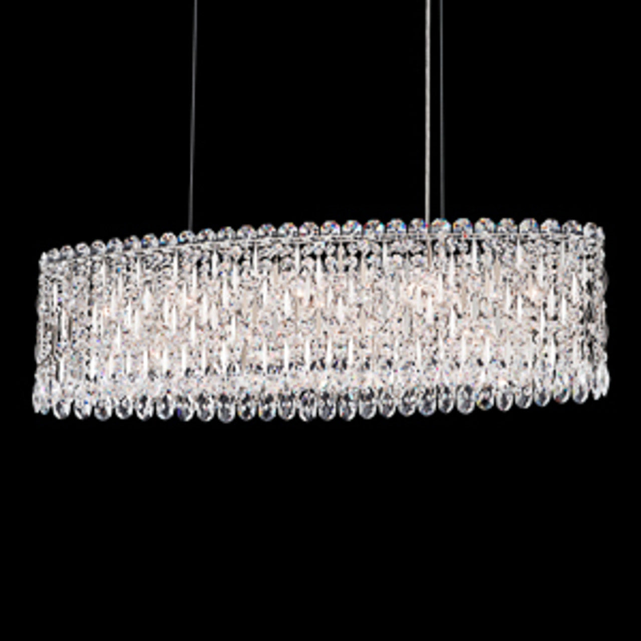 Trilliane Strands Pendant, 8-Light, Polished Stainless Steel, Clear Heritage Crystal, 45"W (TR4811N-401H 1811RY)