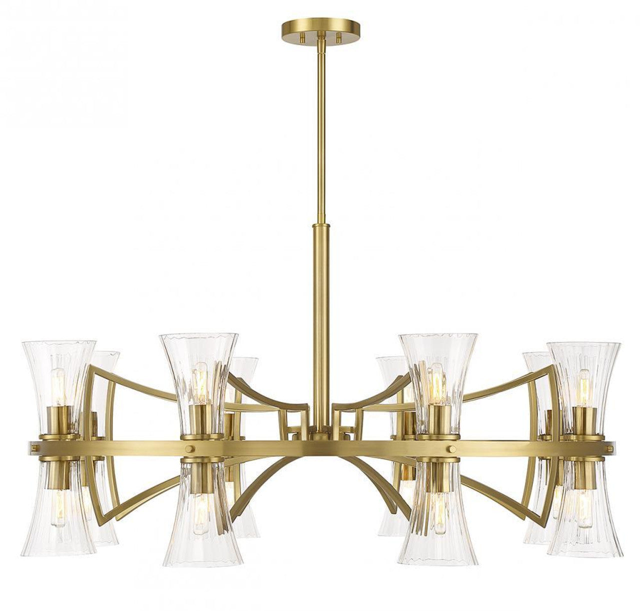 Bennington Chandelier, 16-Light, Warm Brass, Glass