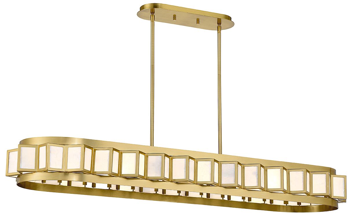 Gideon 14.5" Wide Warm Brass 8-Light Linear Chandelier