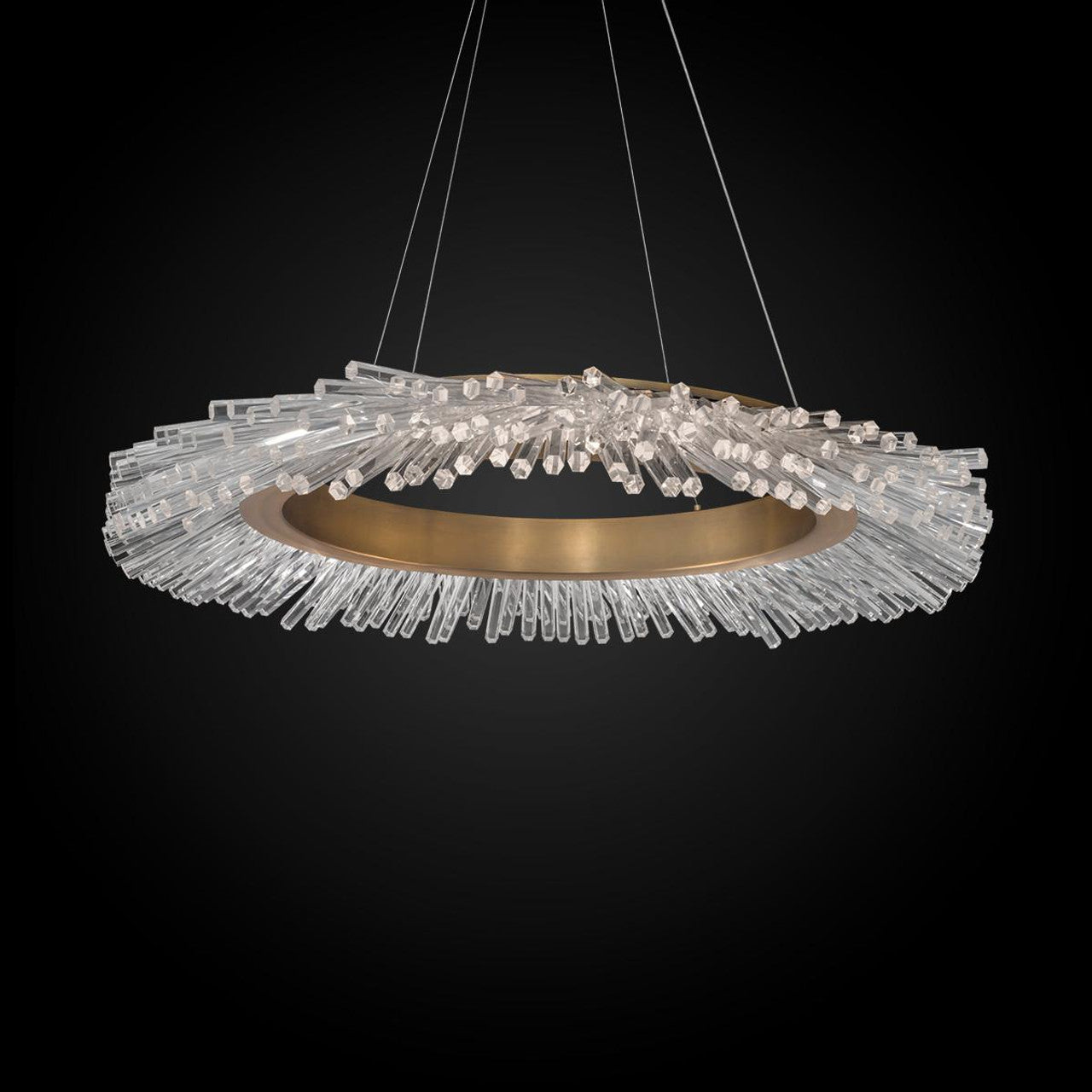 Atomic Pendant, Integrated LED, Black Leather, Brushed