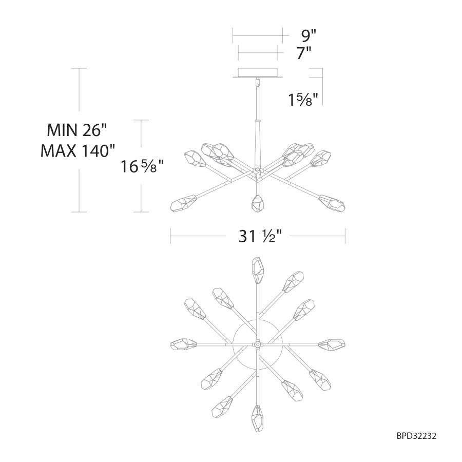 Beyond Synapse 32" Wide LED Crystal Pendant