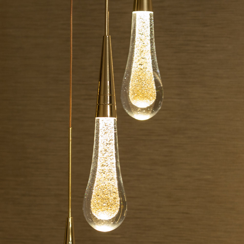 Set of 3 Glass Drop Lights Chandelier