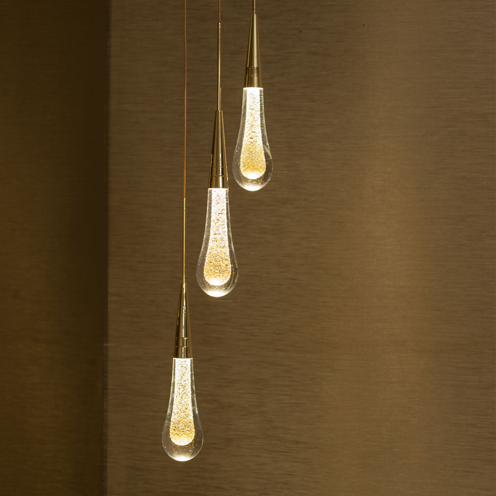 Set of 3 Glass Drop Lights Chandelier