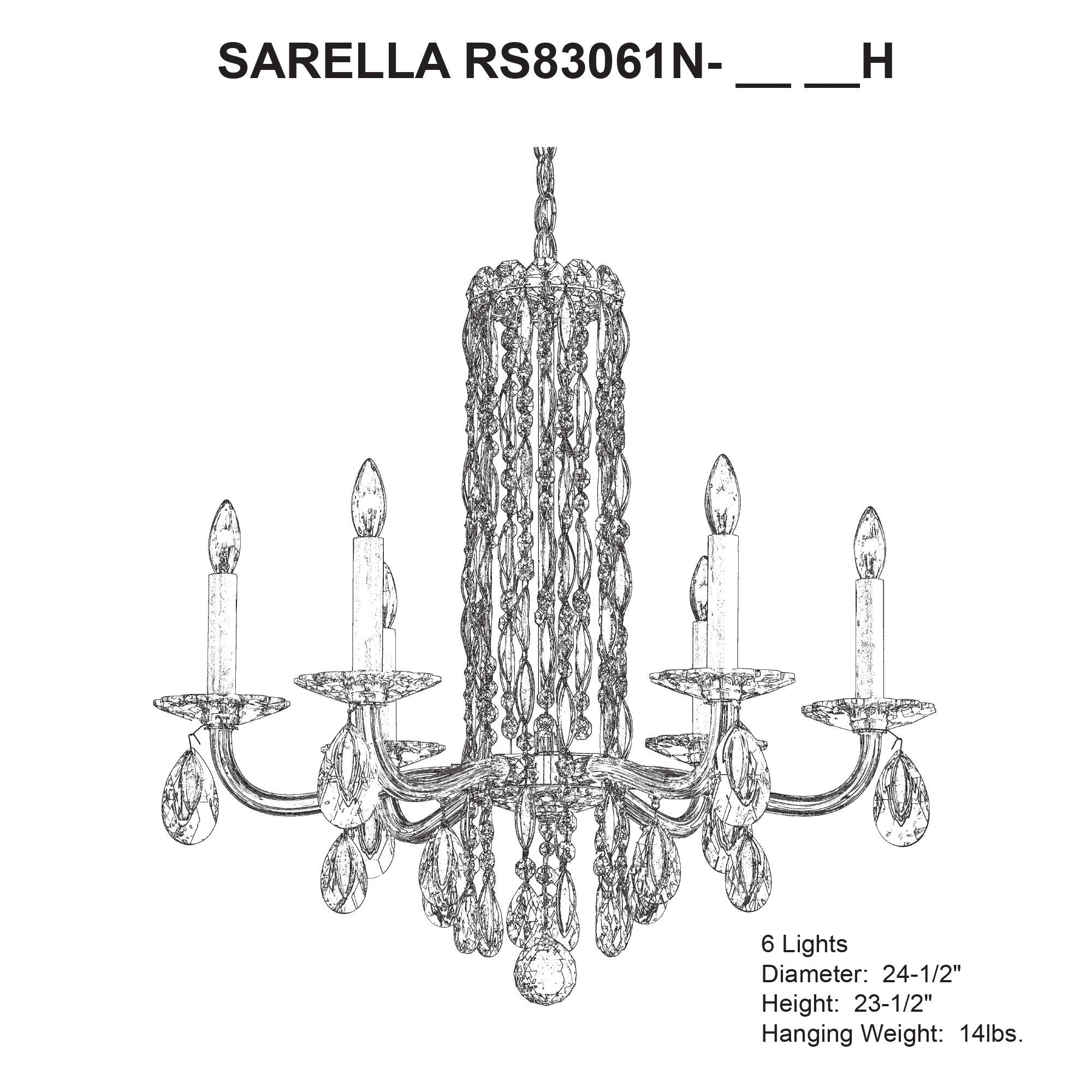 Siena 23.5"H X 6-Light Crystal Chandelier