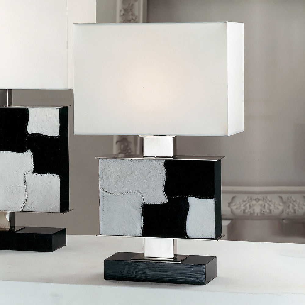 Small Modern Italian Black and White Hide Table Lamp