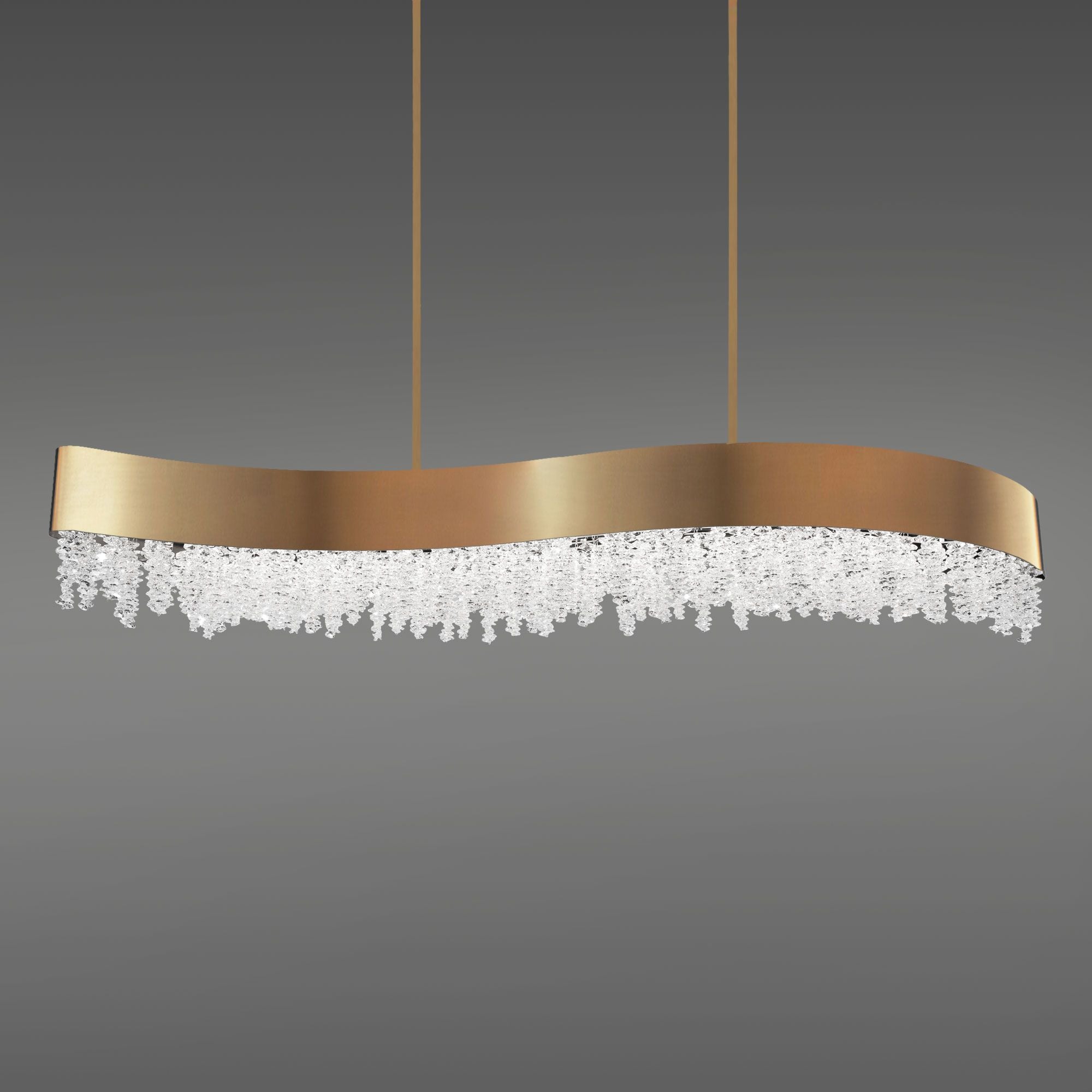 Soleil 48" Wide Aged Brass Clear Crystal Linear Pendant