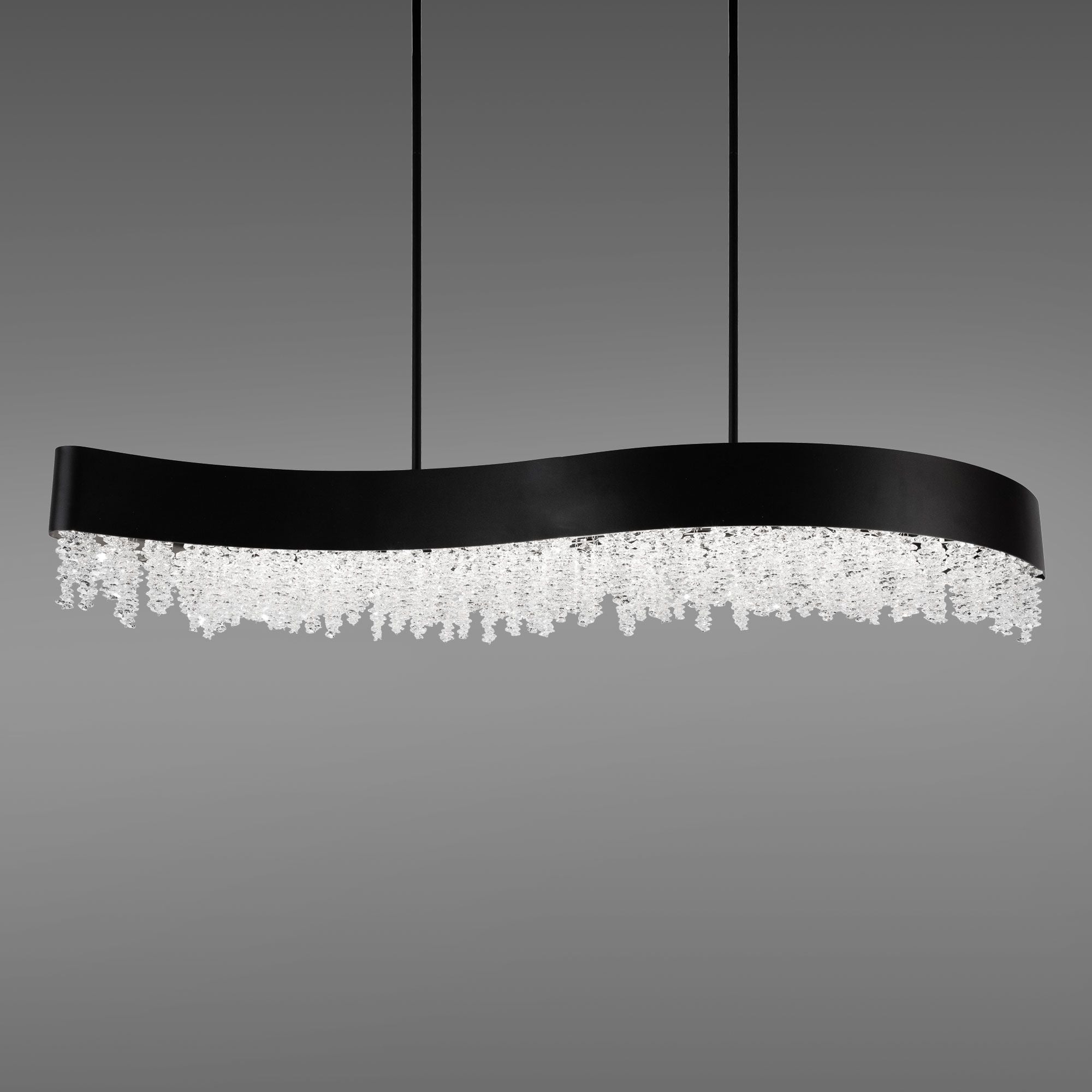 Soleil 48" Wide Black Clear Crystal Linear Pendant