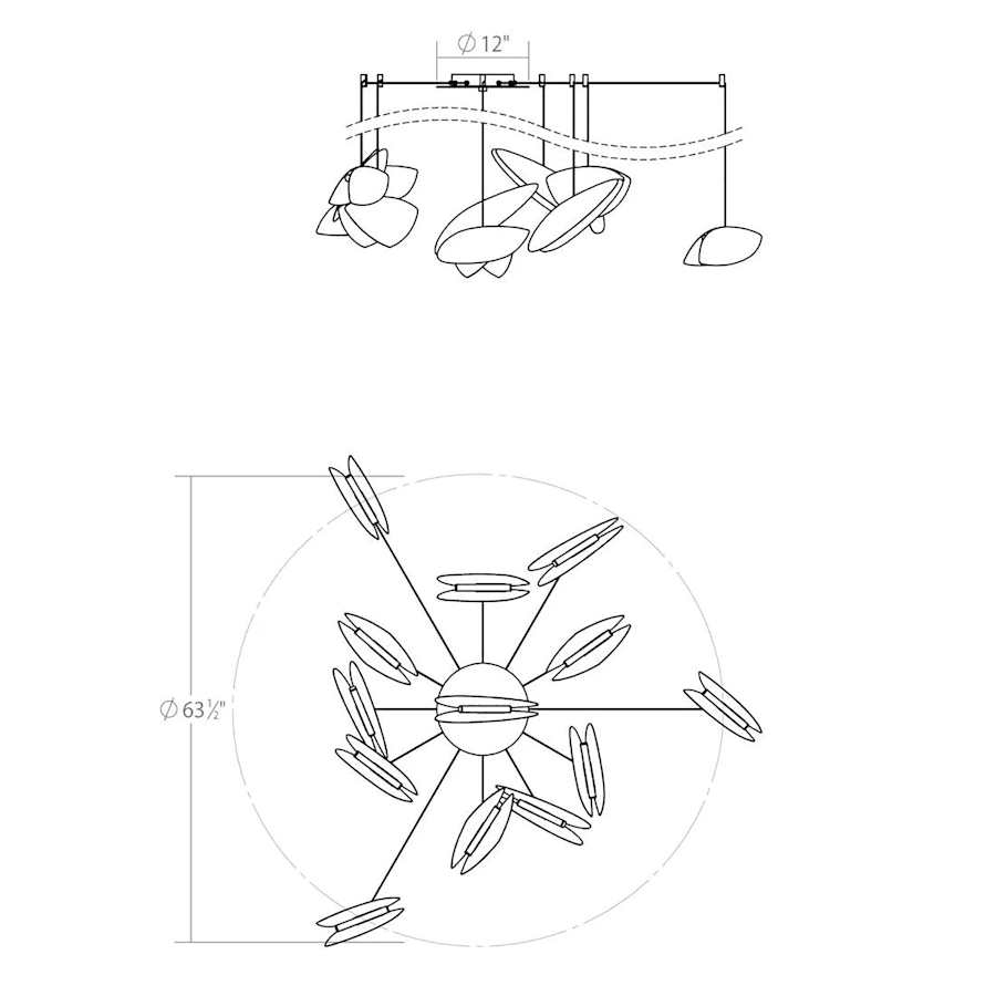 Papillons 13-Light 58" Wide LED Suspension Multi-Light