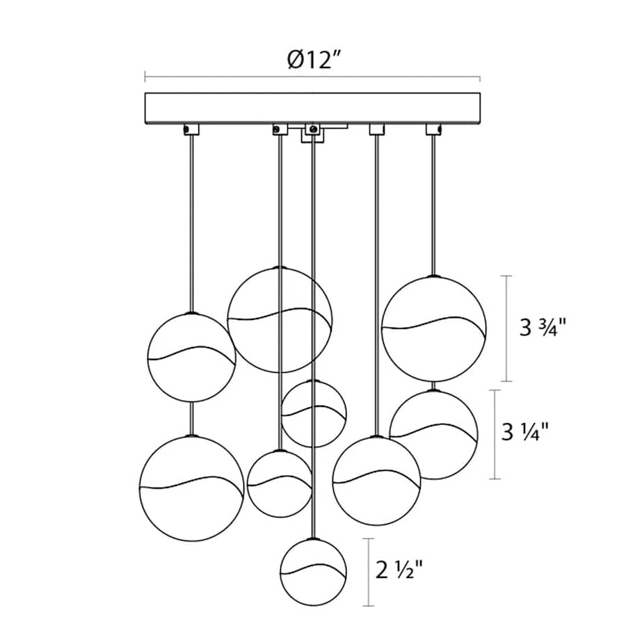 Grapes 9-Light 14" Wide LED Suspension Multi-Light