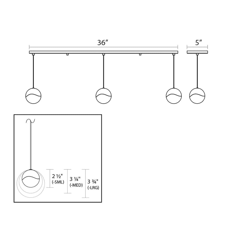 Grapes 3-Light 38" Wide LED Suspension Linear Pendant