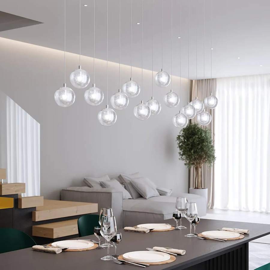 Champagne Bubbles 9-Light 14" Wide LED Pendant Light