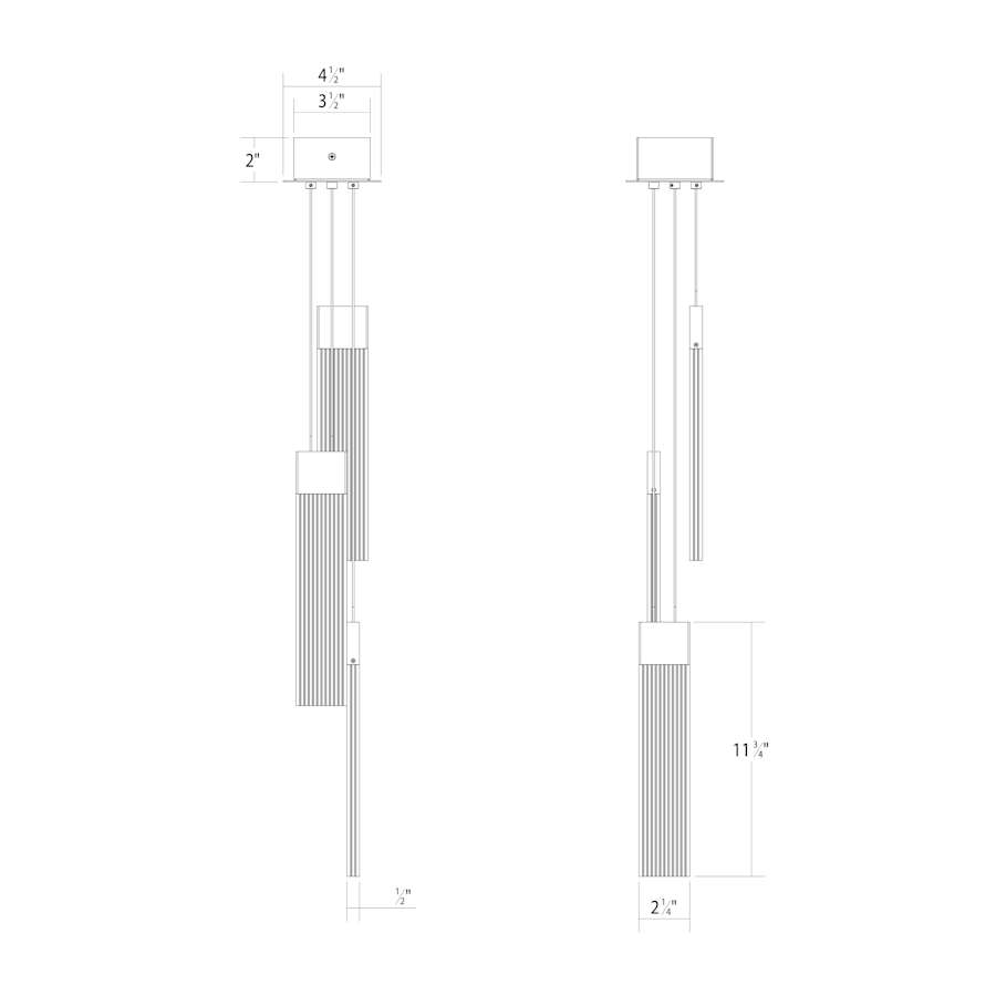 V Panels 4" Wide Suspension Multi-Light Pendant