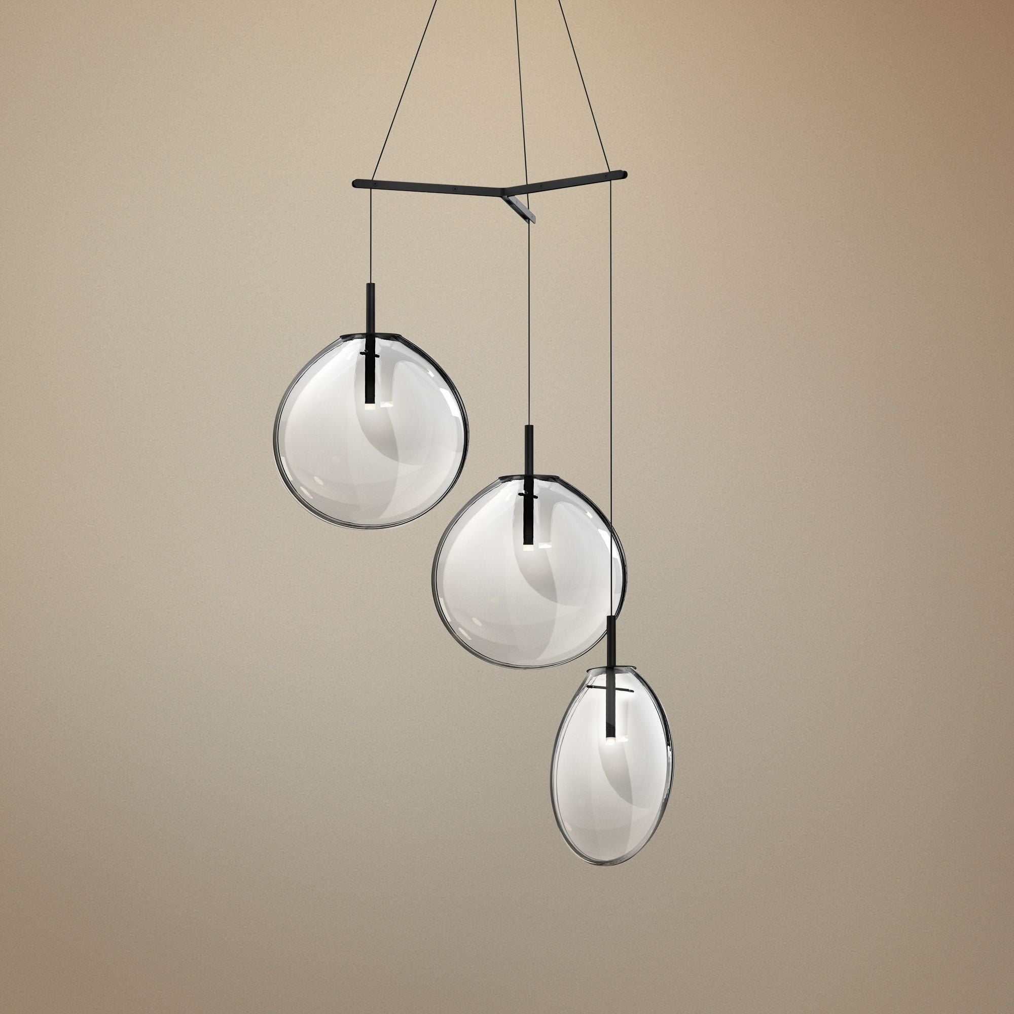 Cantina 36" Wide Clear 3-LED Multi-Light Chandelier