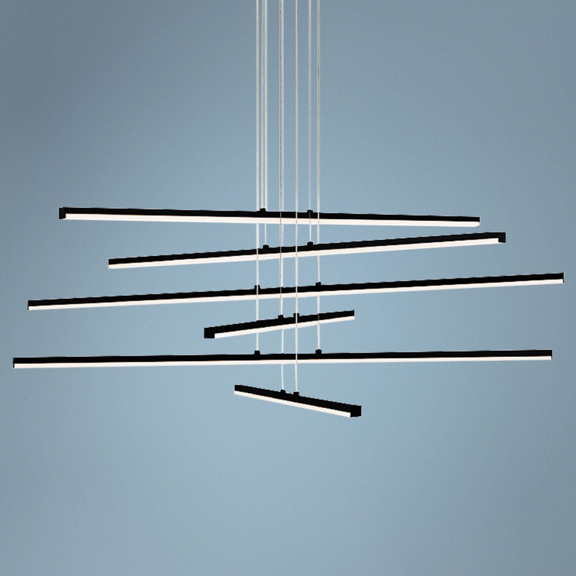 Stix 39.5"W Satin Black 6-Light LED Pendant