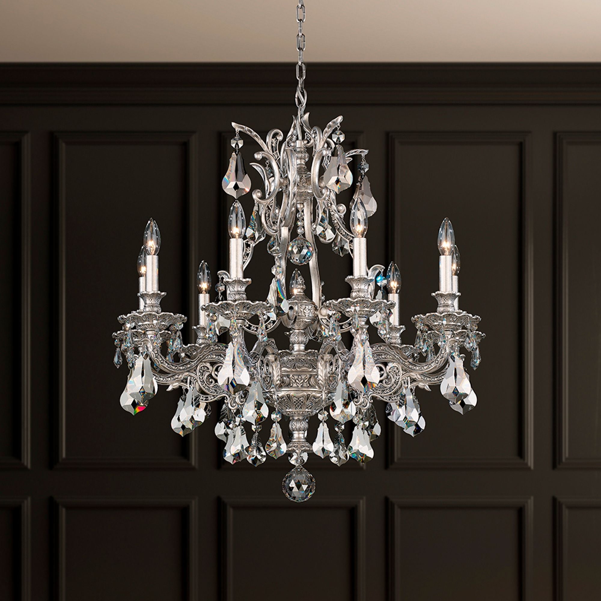 Sophia 30"H X 9-Light Crystal Chandelier in Silver