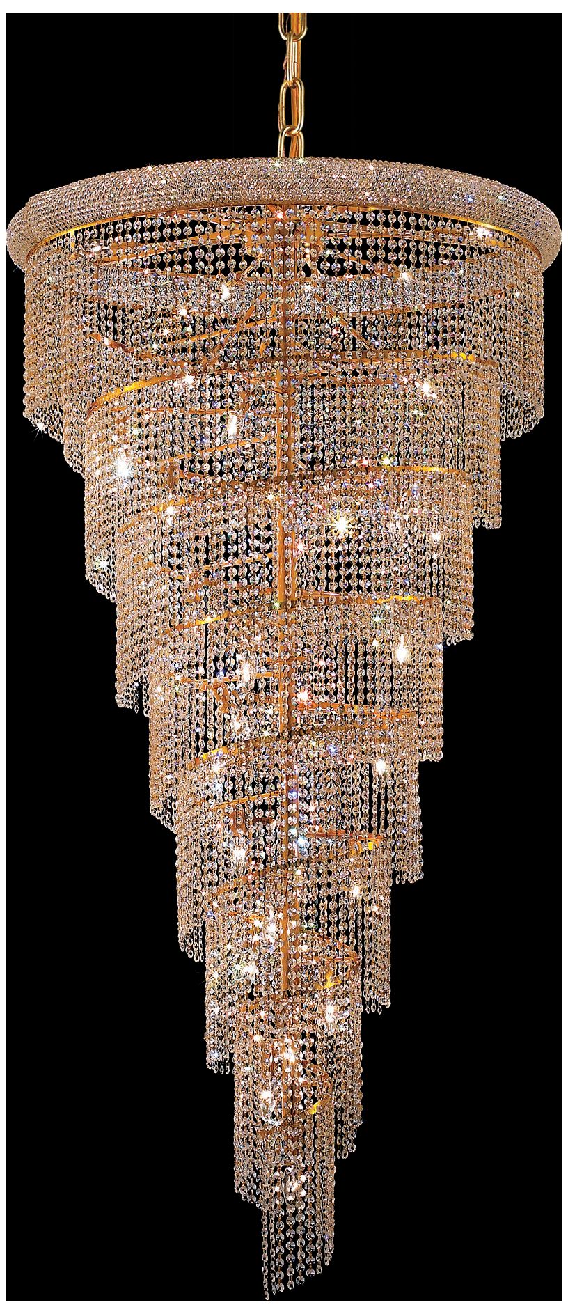 Spiral 26-Light Gold Chandelier Clear