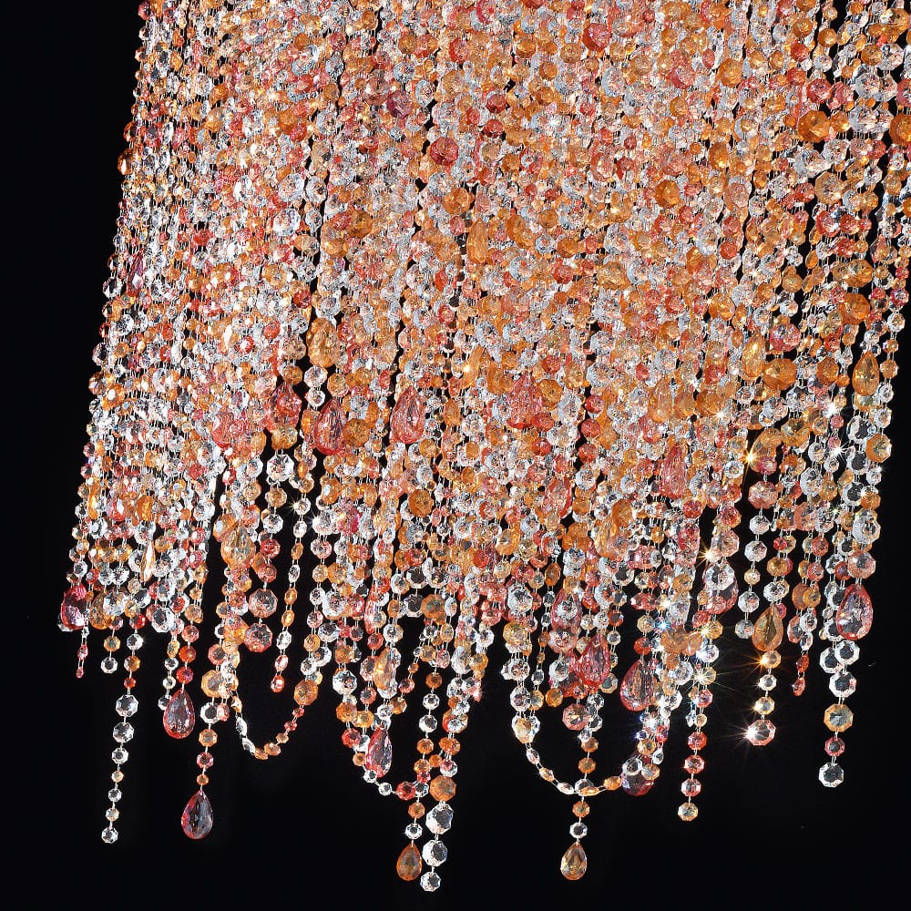 Square Multi Colored Cut Glass Chandelier