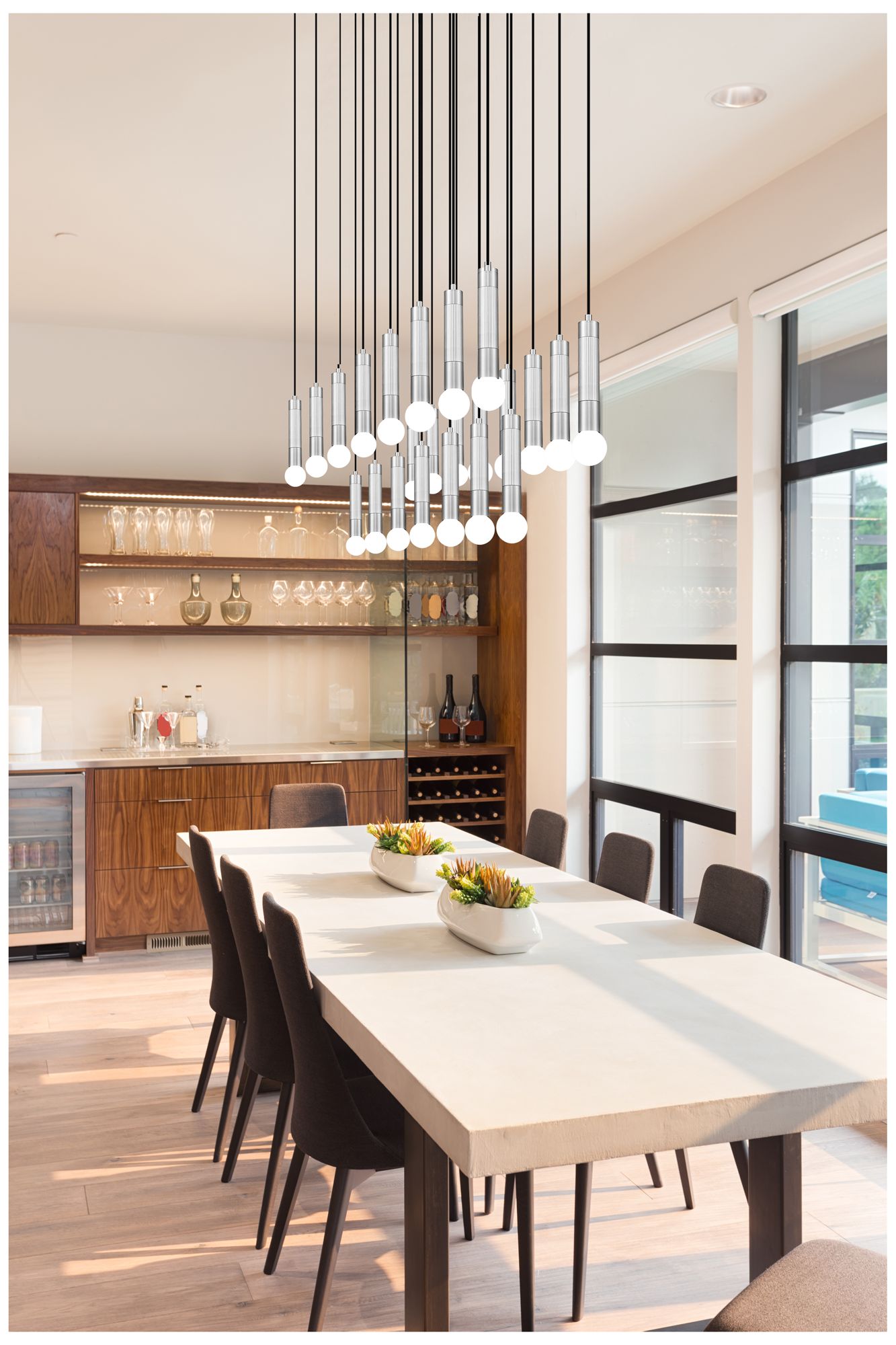 Stari Brushed Nickel 23-Light Linear Pendant