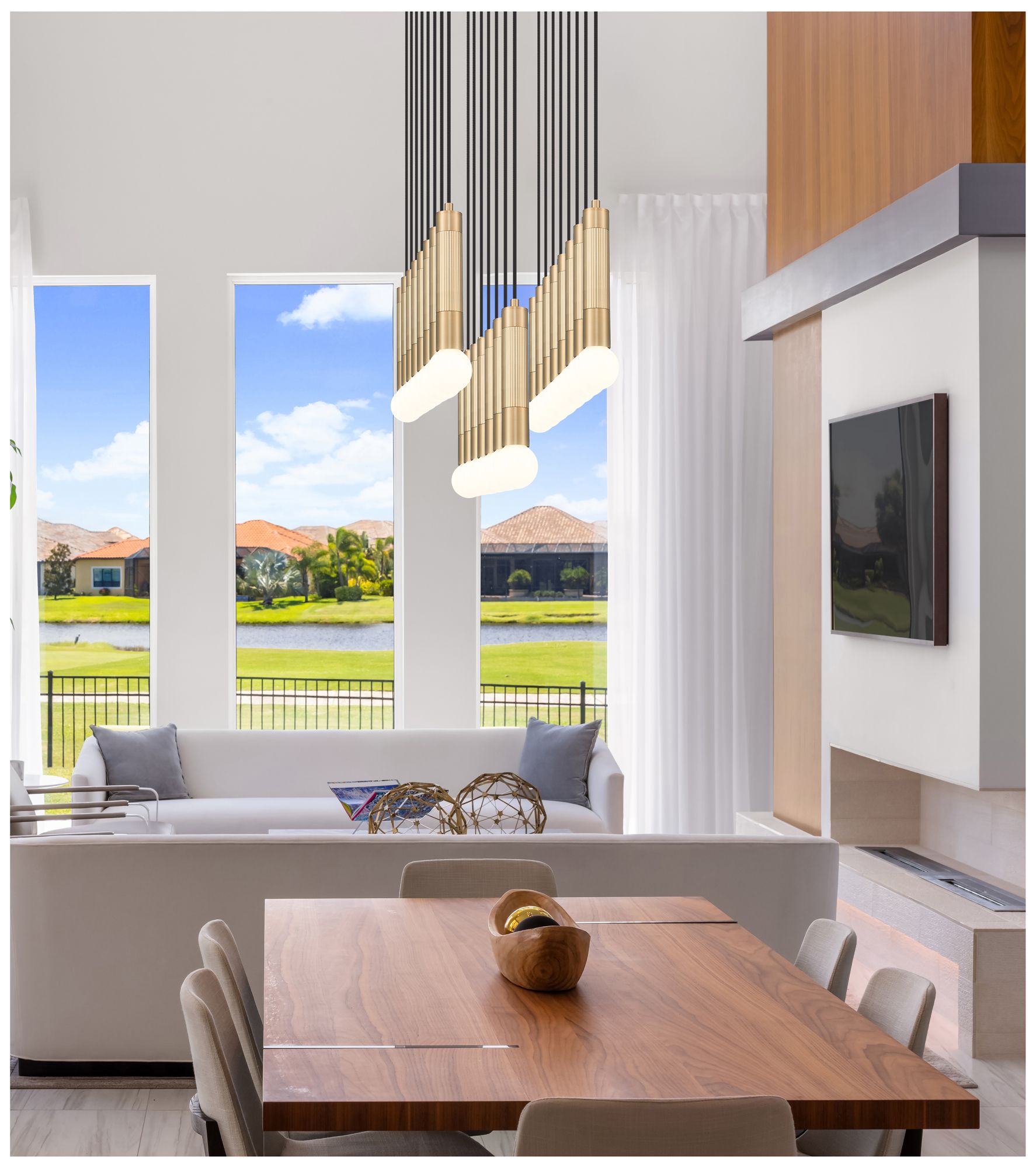 Stari Modern Gold 23-Light Linear Chandelier