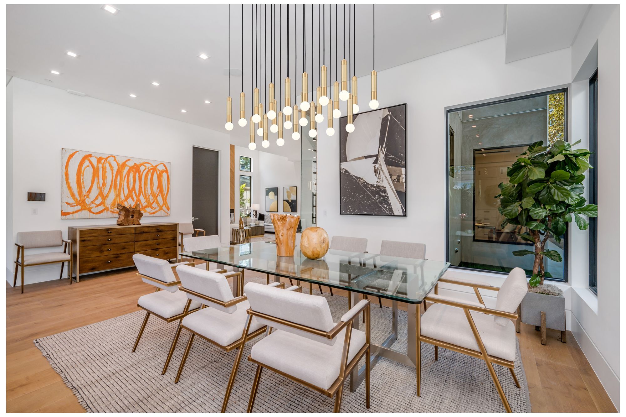 Stari Modern Gold 23-Light Linear Chandelier