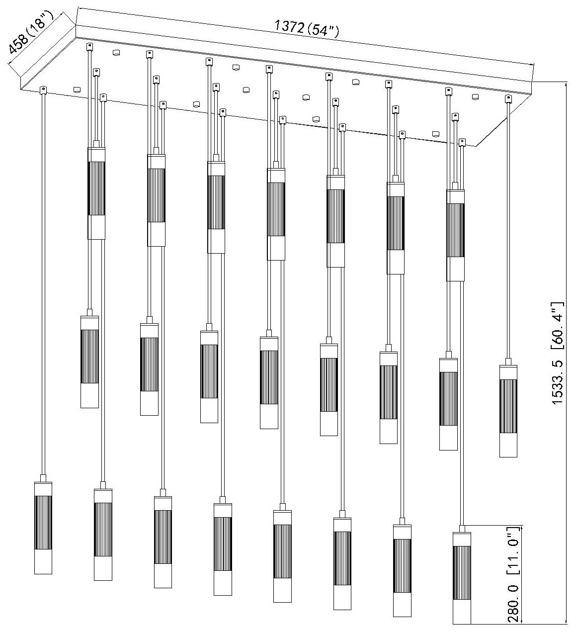 Stari Modern Gold 23-Light Linear Chandelier