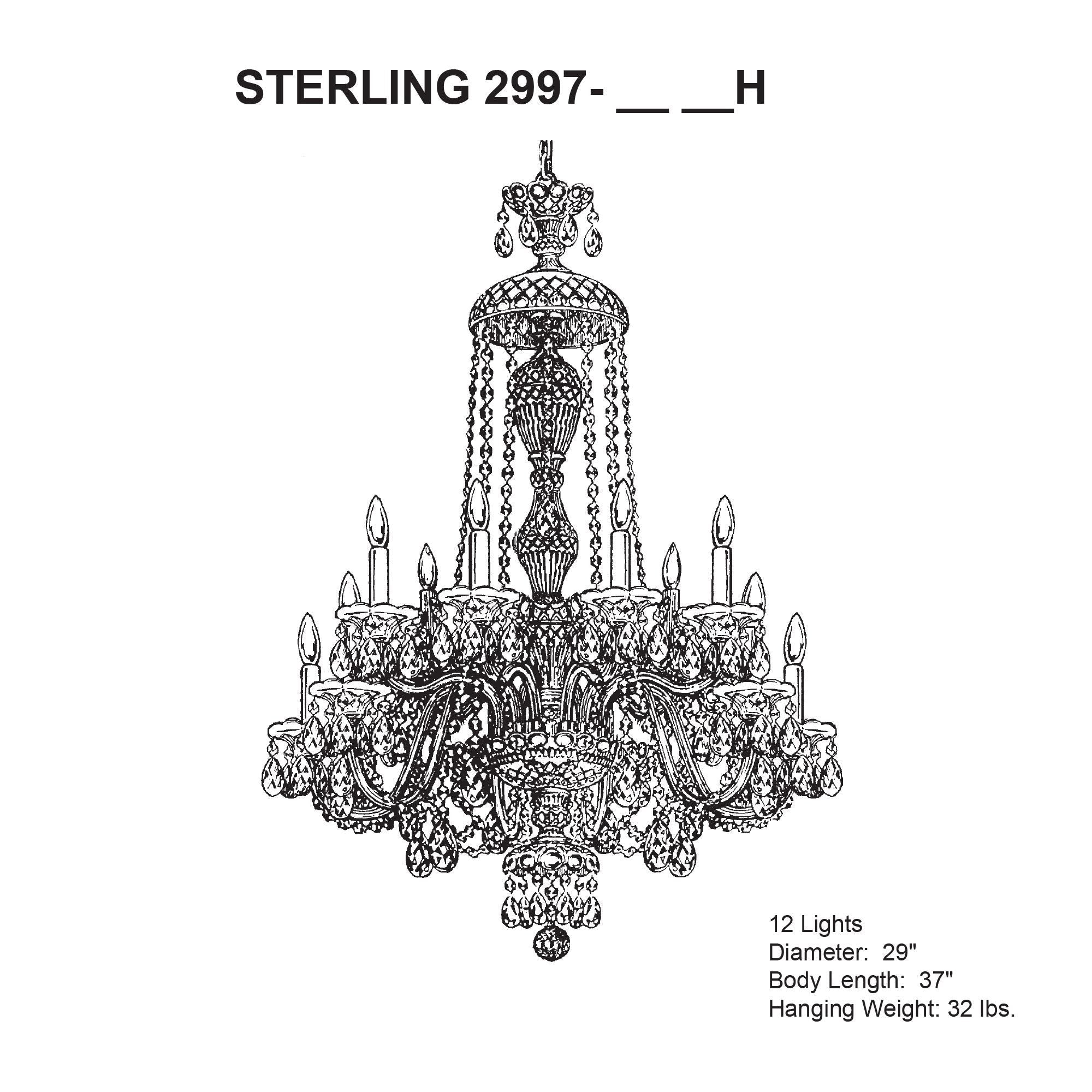 Sterling 38"H X 12-Light Crystal Chandelier