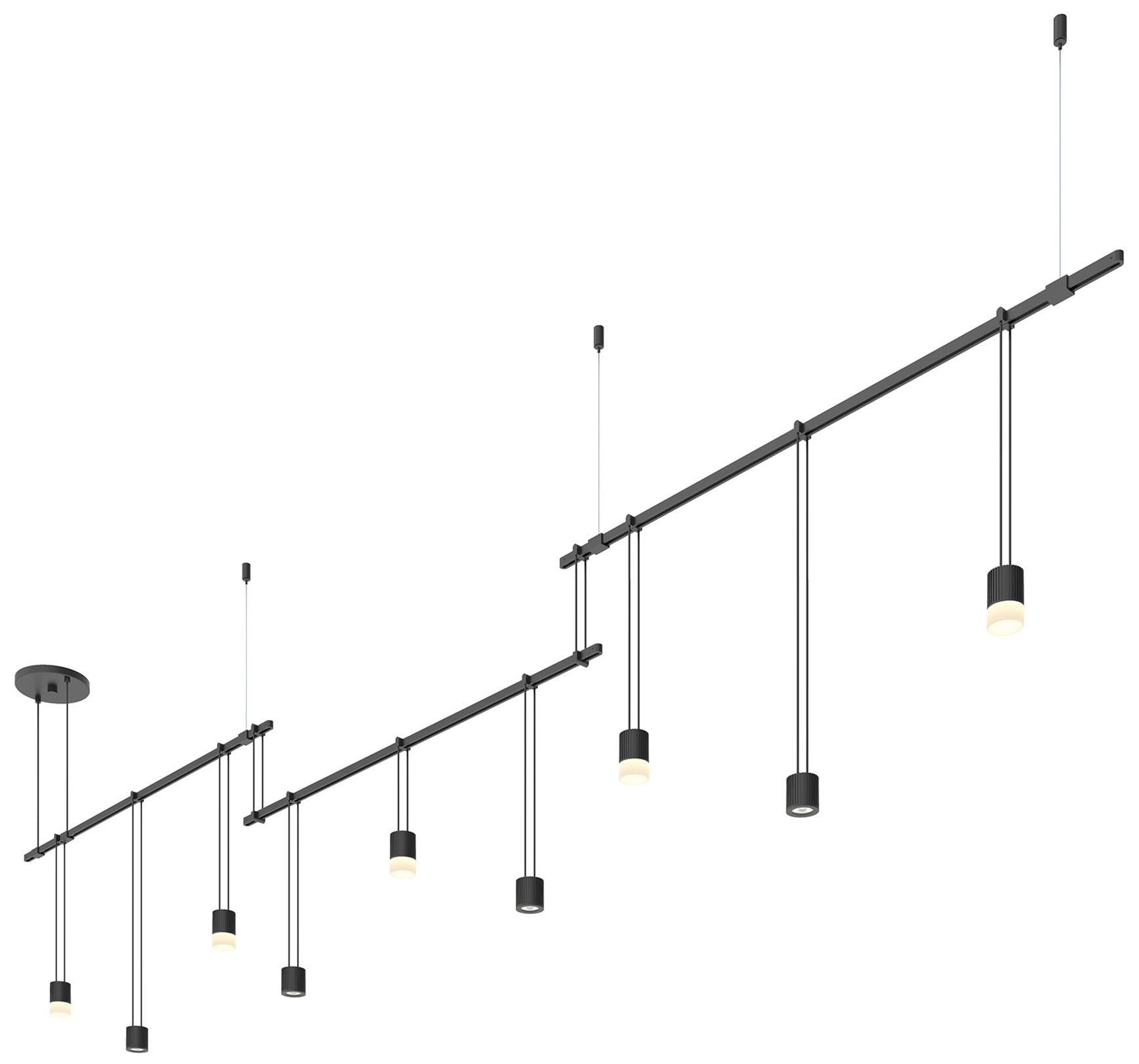 Suspenders 104" Wide 3-Bar Satin Black Linear Pendant
