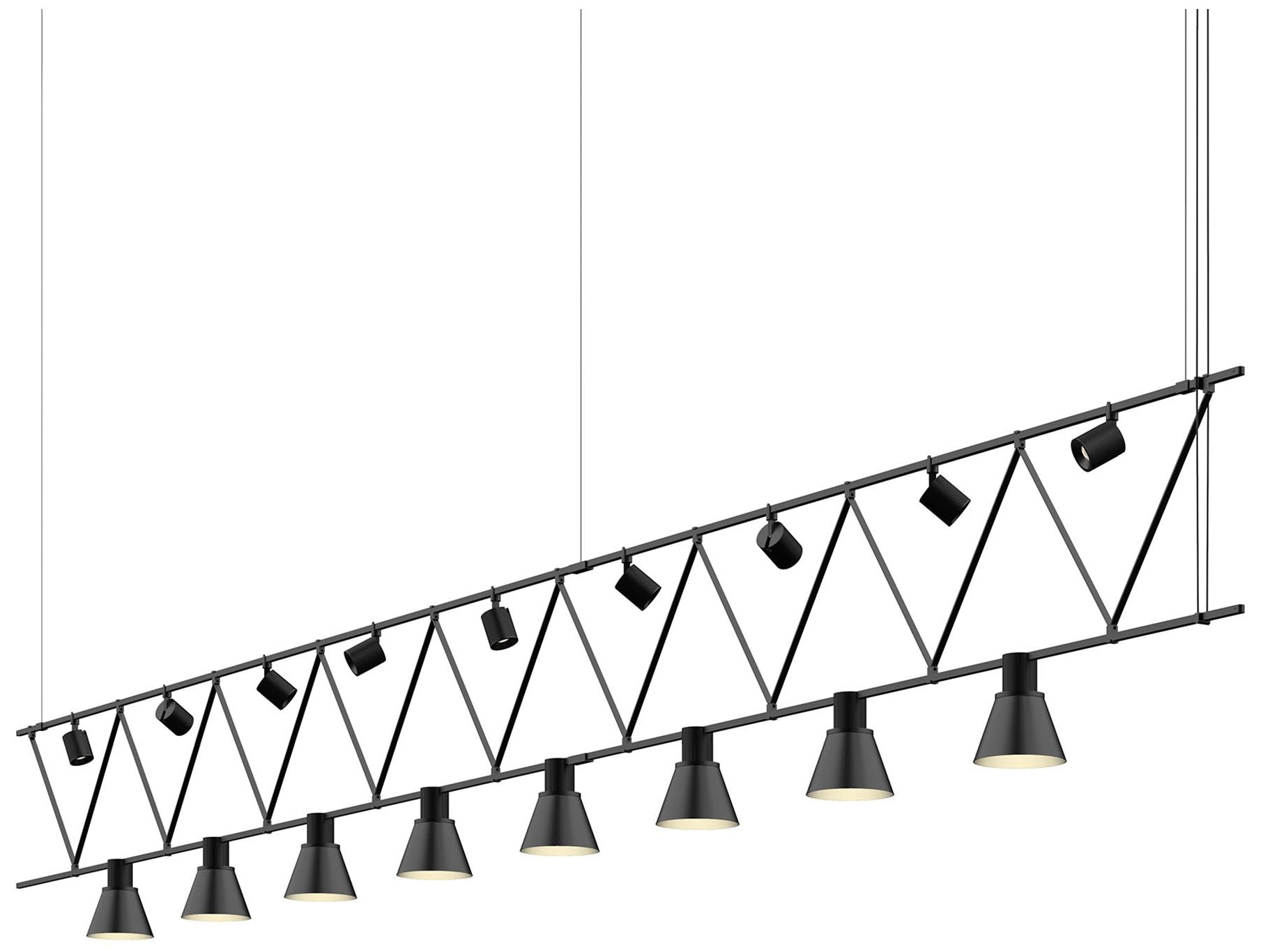 Suspenders 170" Wide Satin Black Power Bar Chandelier