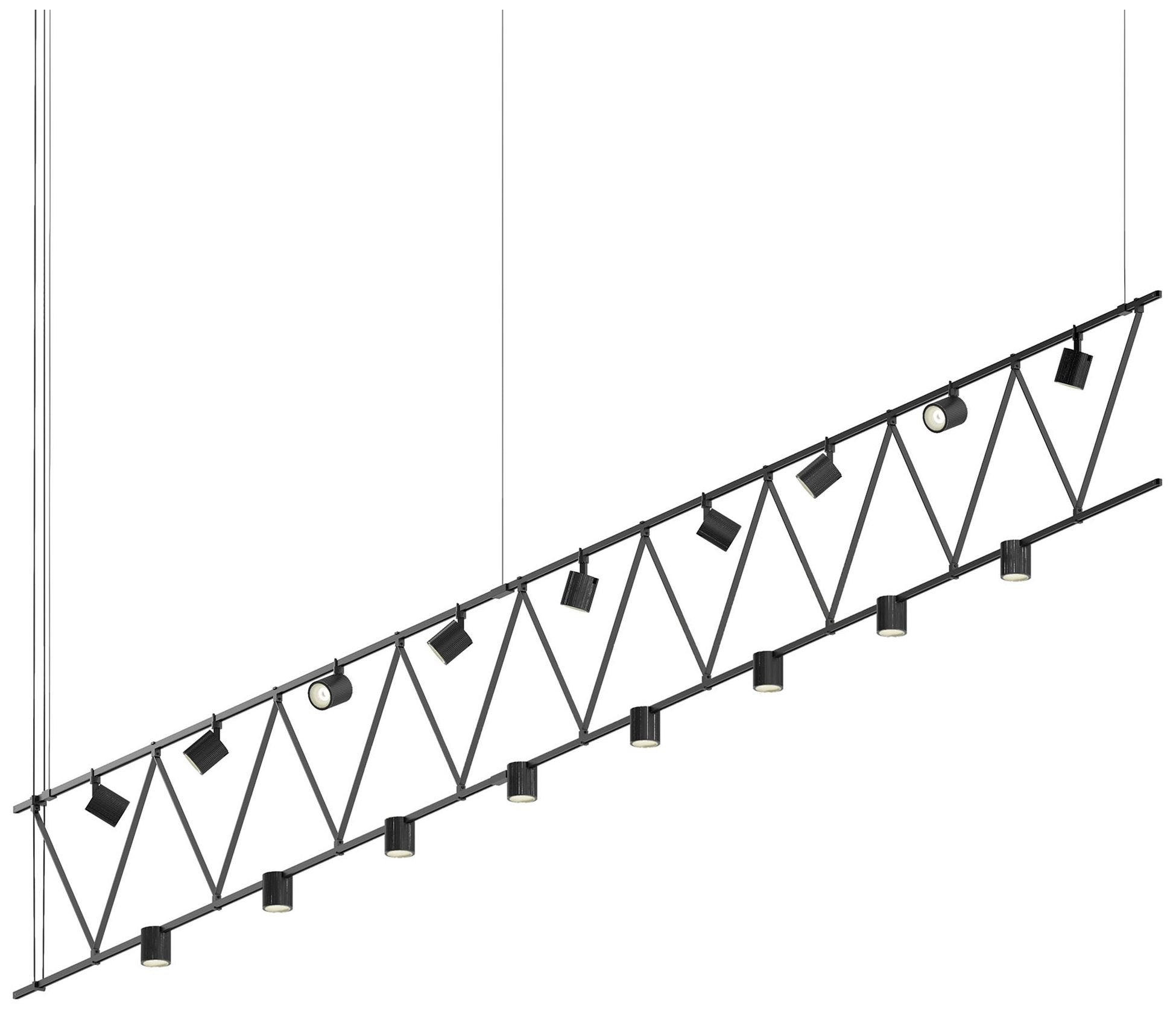 Suspenders 170" Wide Satin Black Power Bar Chandelier