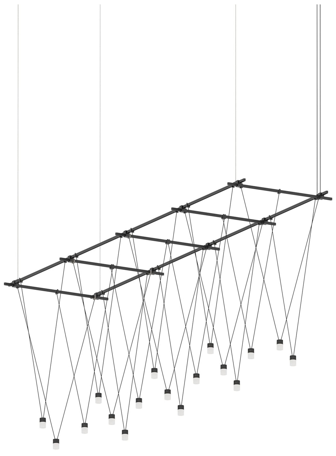 Suspenders 24" Wide Satin Black Gridscape Chandelier
