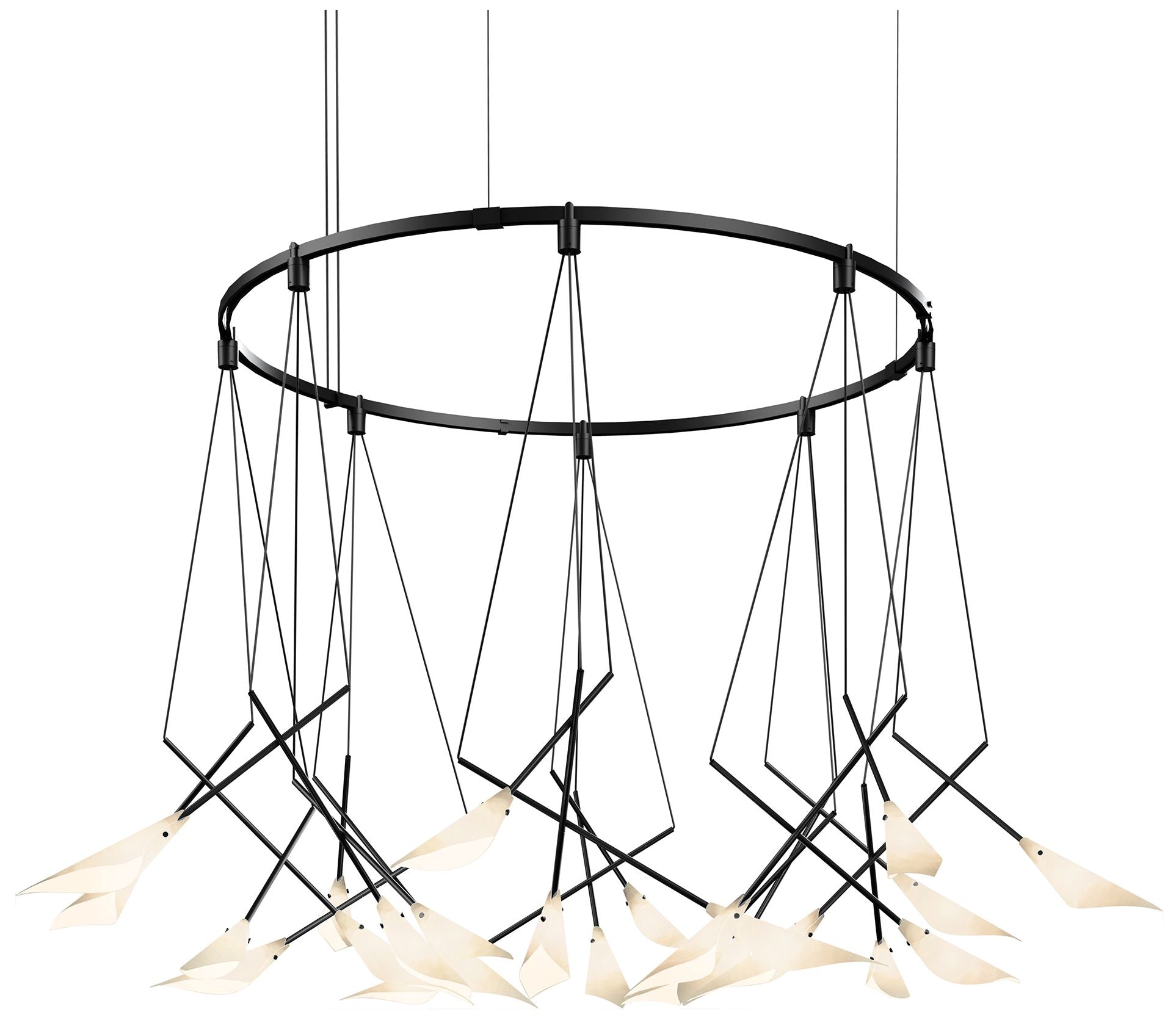 Suspenders 24-Light Satin Black LED Chandelier
