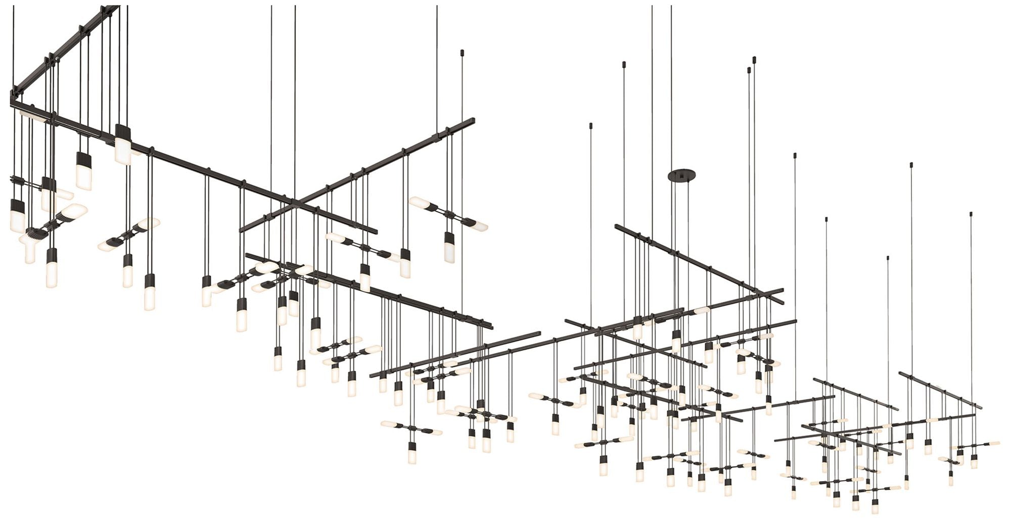 Suspenders 242" Wide Satin Black 4.Tier Chandelier