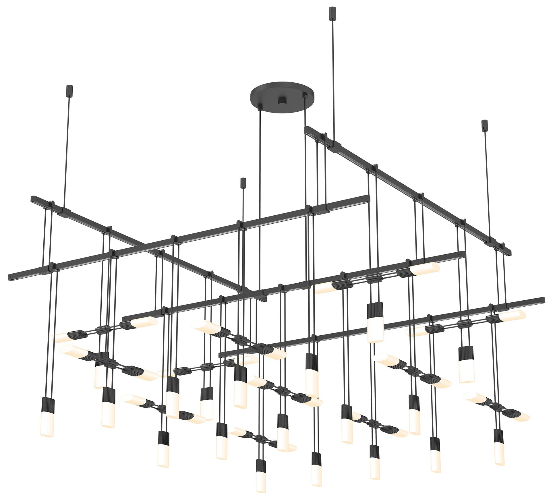 Suspenders 36" 2-Tier Satin Black Grid Pendant