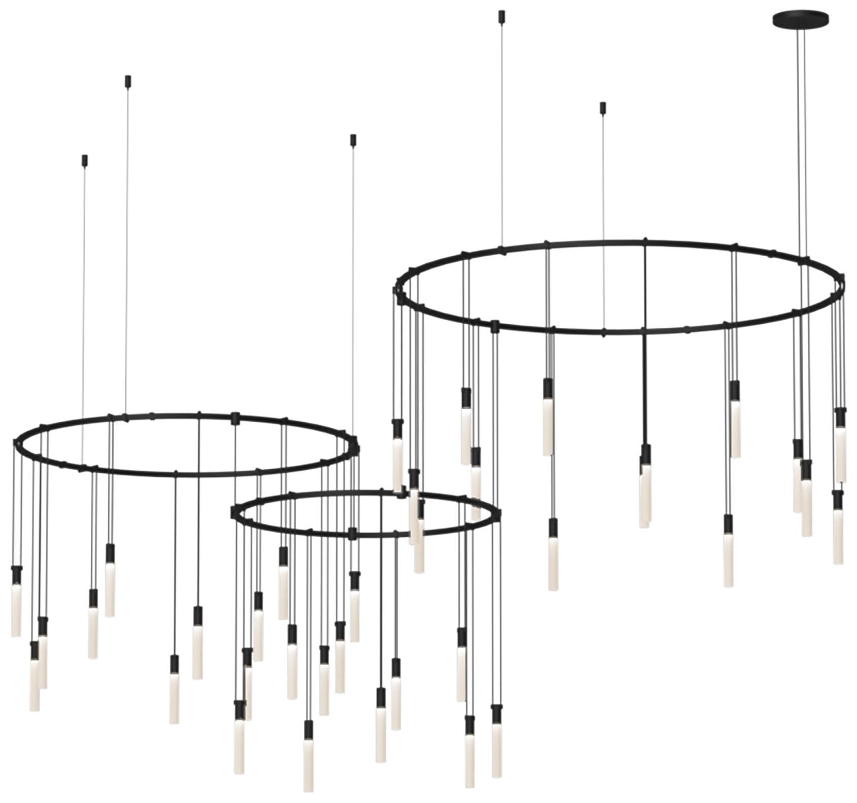 Suspenders 36-Light Satin Black LED Chandelier