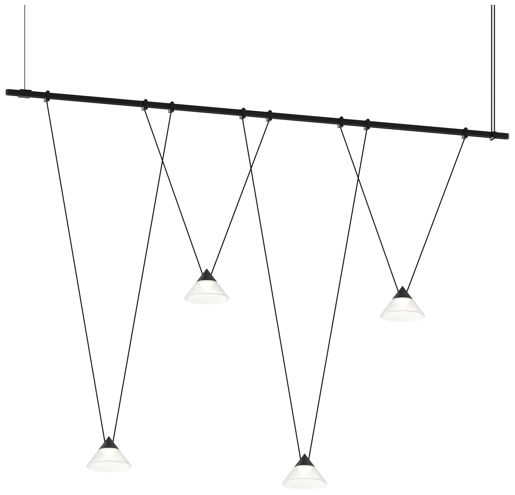 Suspenders 48"W Satin Black Linear V-Line Chandelier