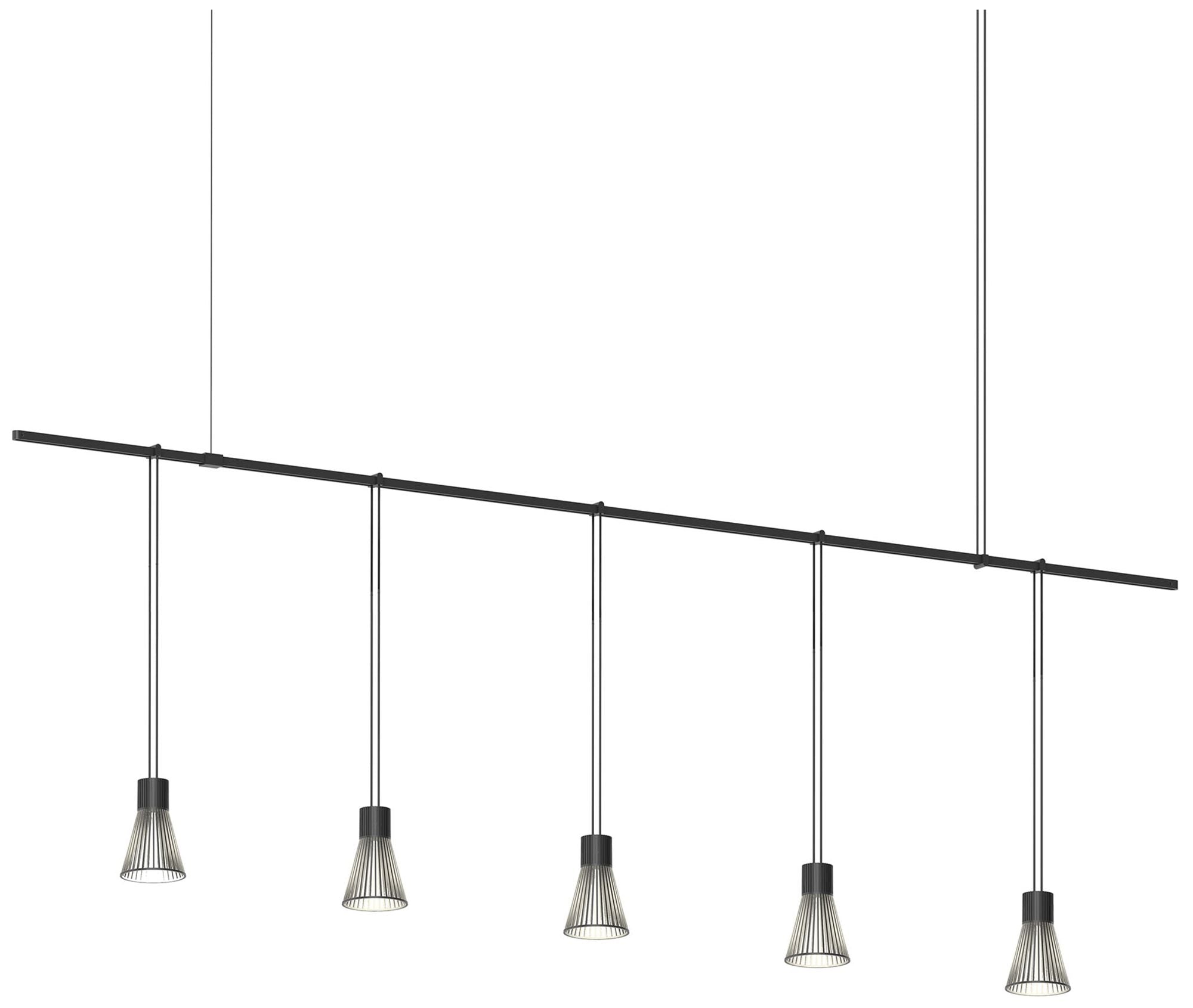 Suspenders 72" Satin Black Linear Pendant with Parasol