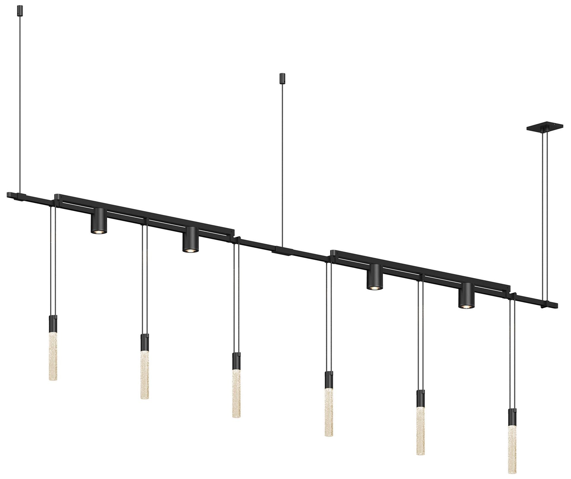Suspenders 73" Wide 2-Bar Satin Black Linear Pendant