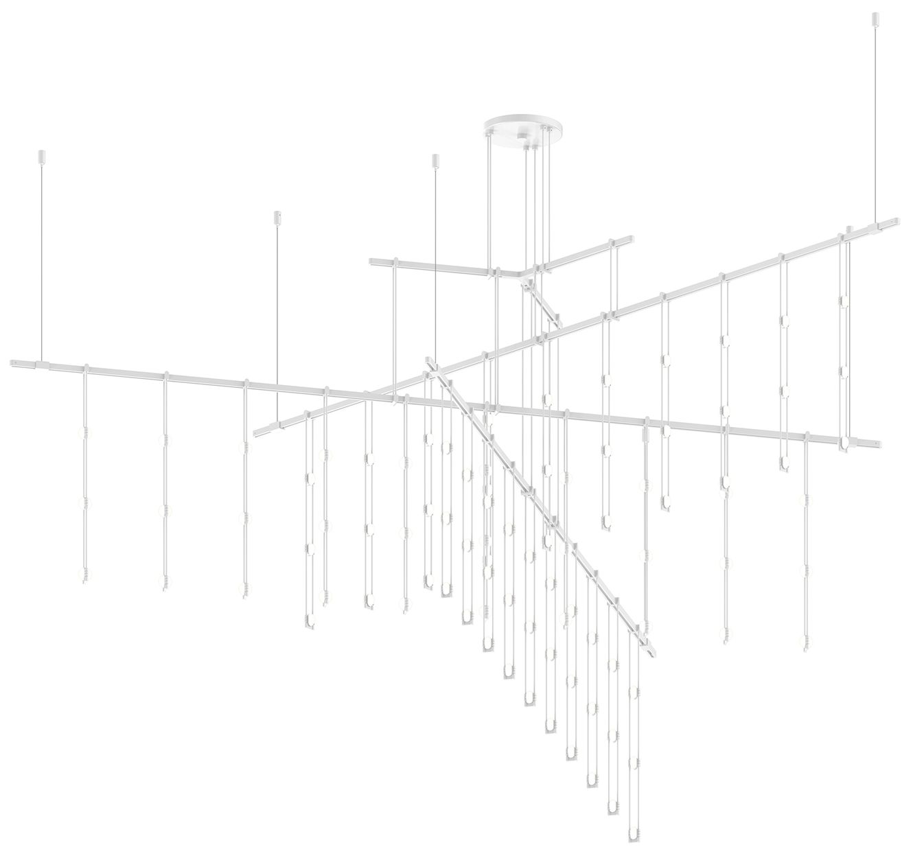 Suspenders 82.5"W 4-Tier Tri-Bar Satin White Chandelier