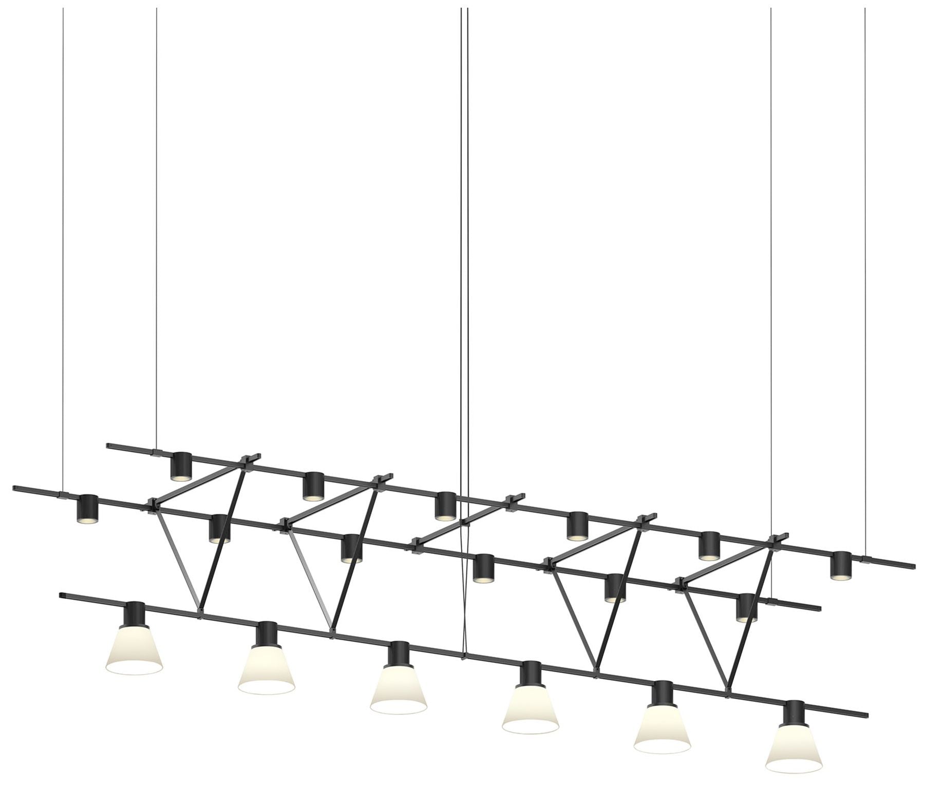 Suspenders 96" Satin Black Triangle Truss Chandelier