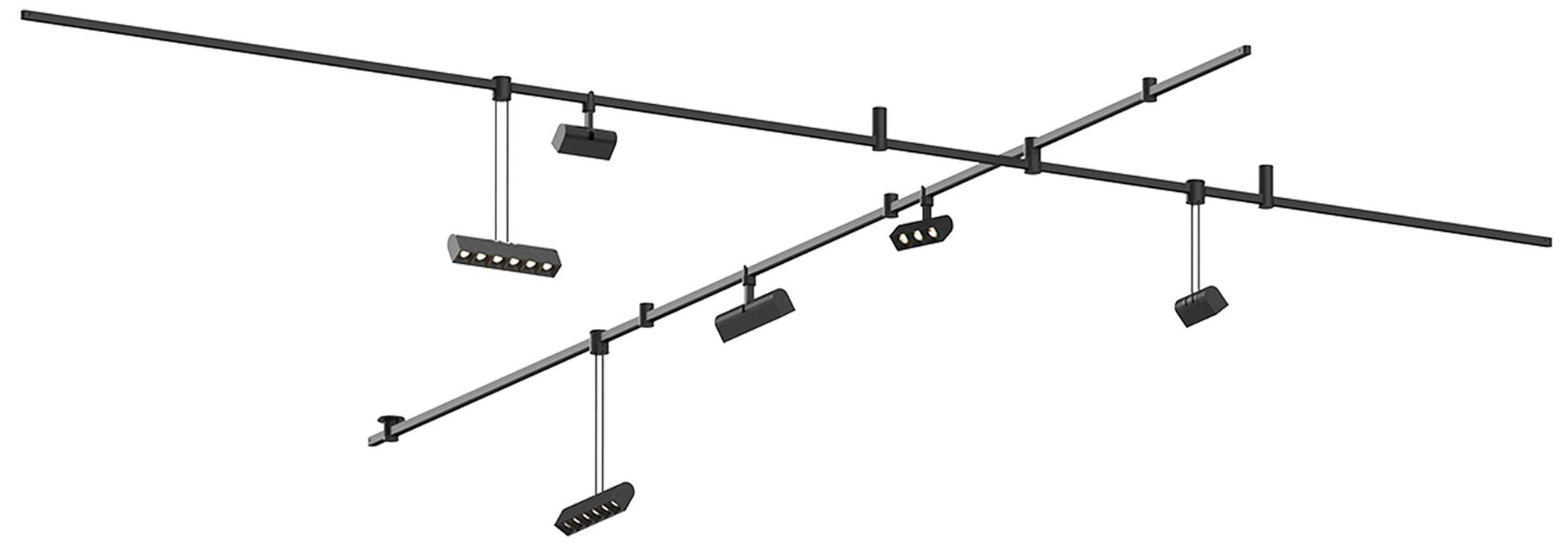 Suspenders 97" Wide Satin Black 10 Bar Chandelier
