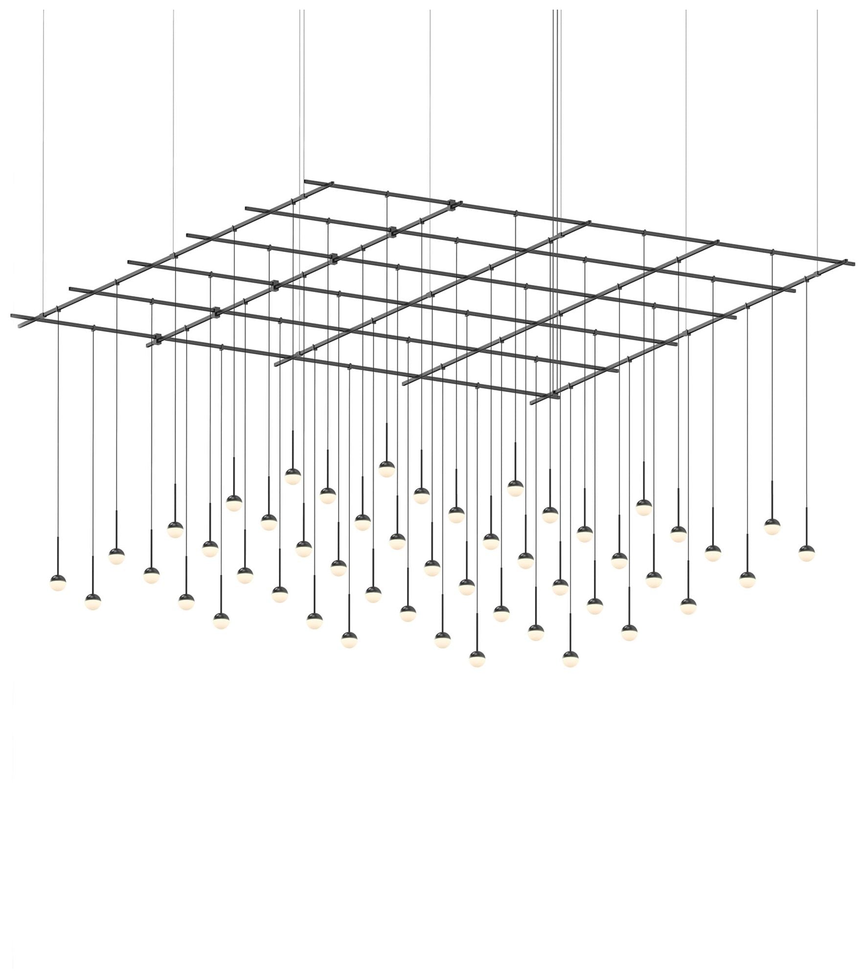 Suspenders 97" Wide Satin Black Square Chandelier