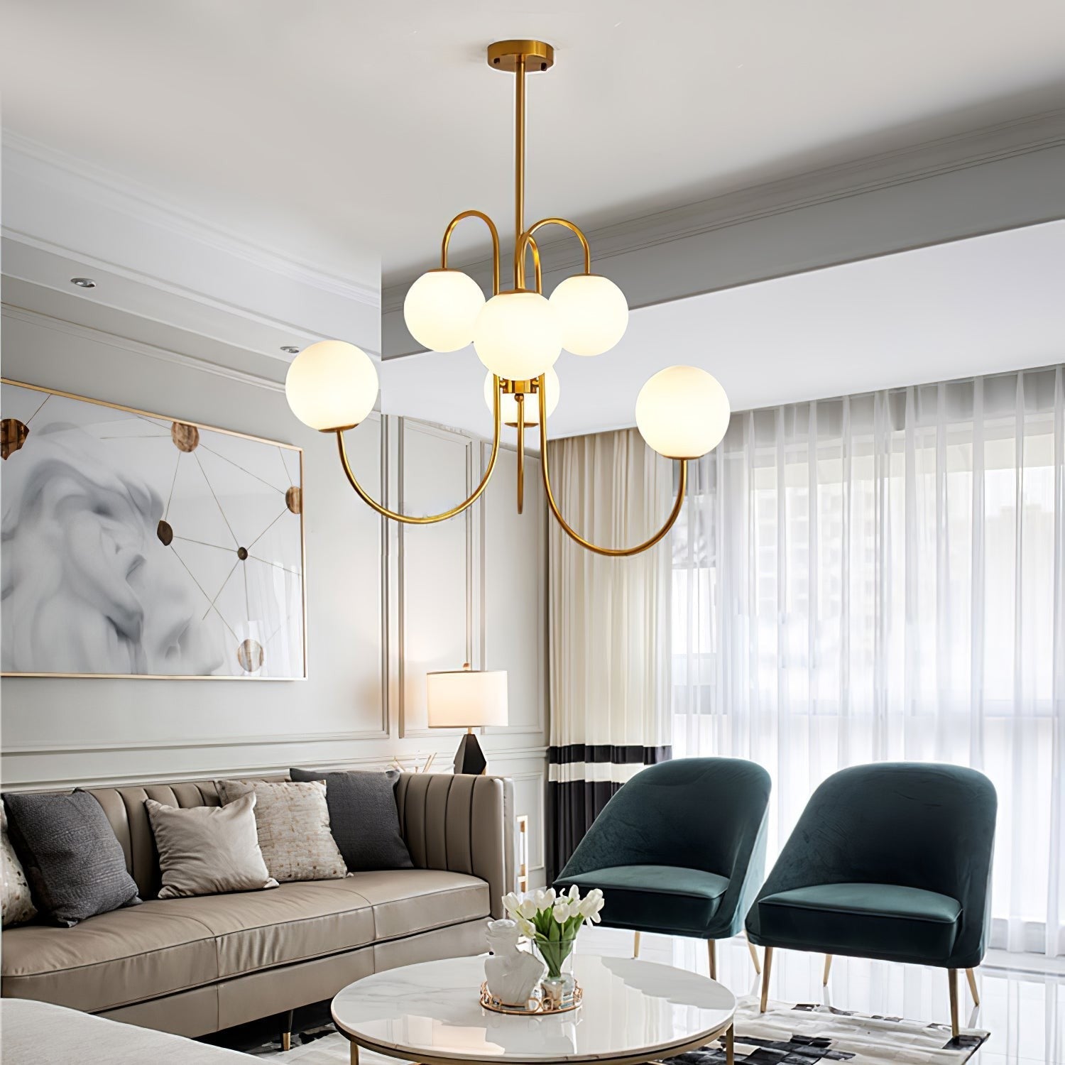 Swan Curve Glass Chandelier