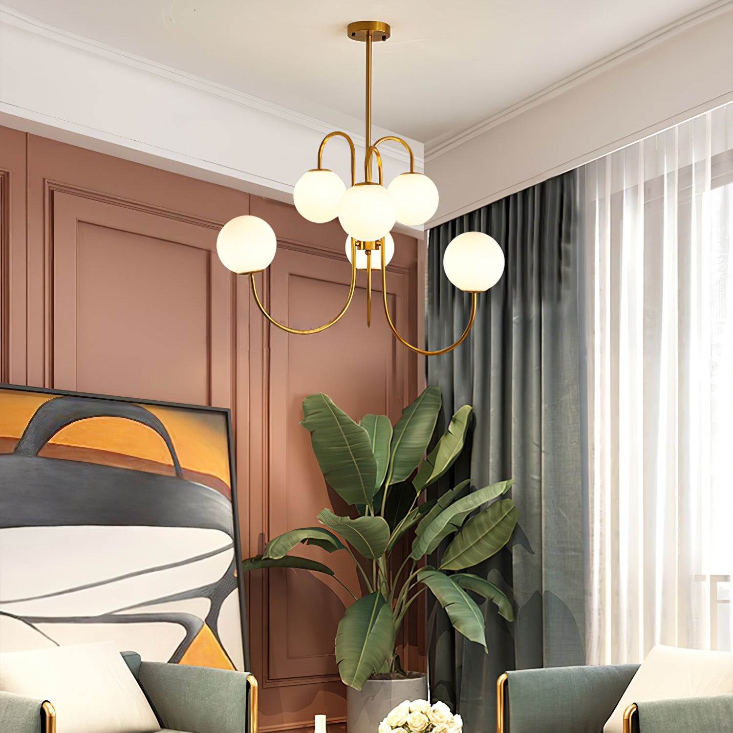 Swan Curve Glass Chandelier