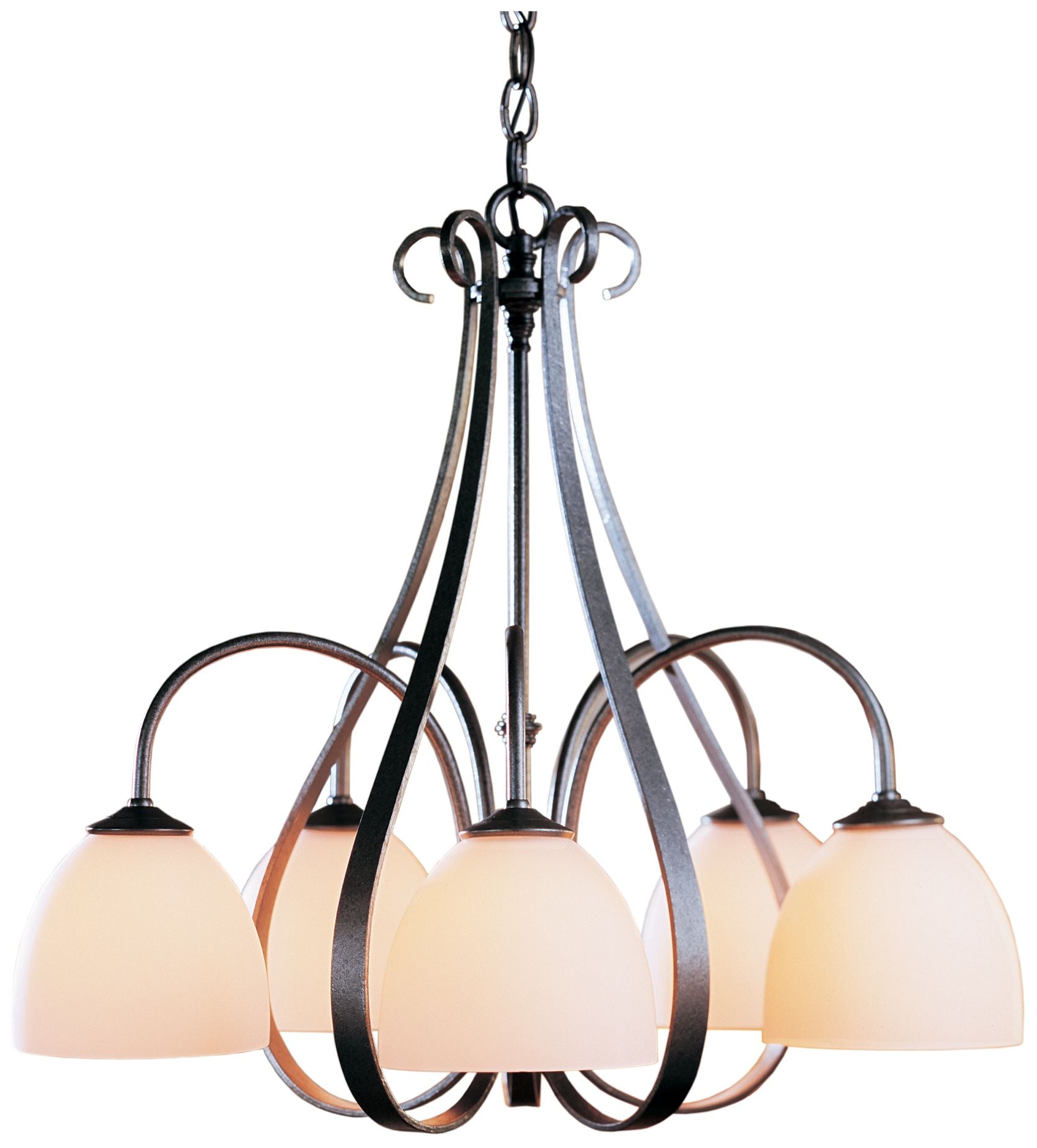 Sweeping Taper Natural Iron 5 Arm Chandelier with Opal