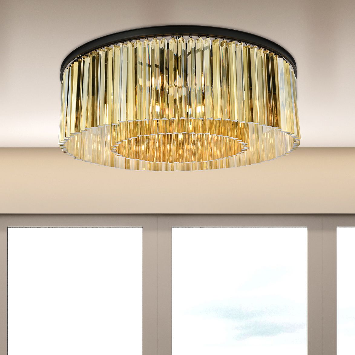 Sydney 10-Light Matte Black Flush Mount Golden